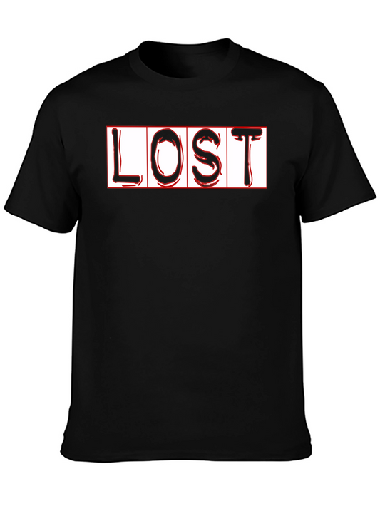 LOST Graphic Print Black T-Shirt - Trendy Style