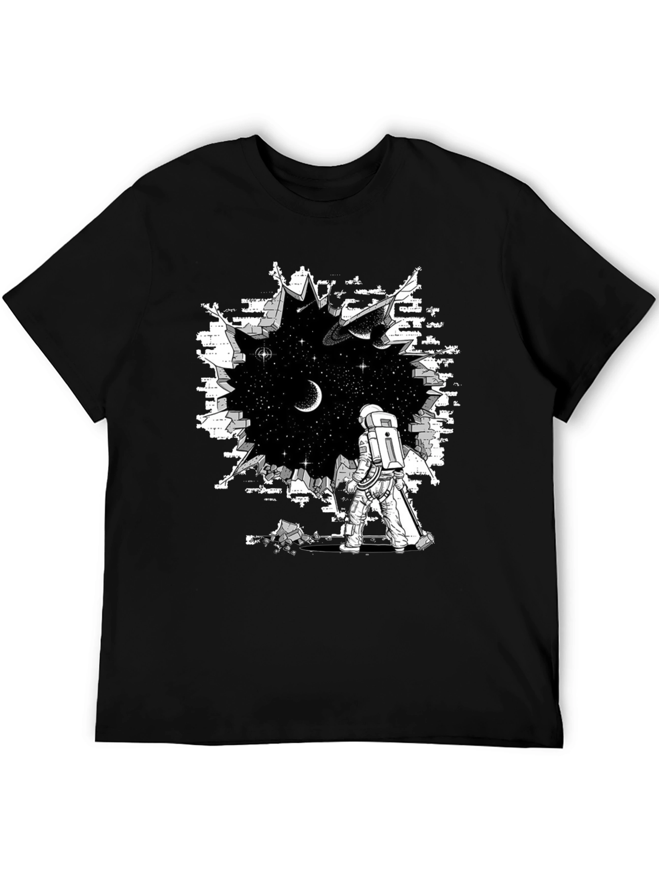 Astronaut Through Brick Wall T-Shirt