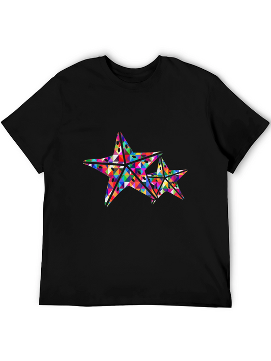 Colorful Star Graphic Black Tee
