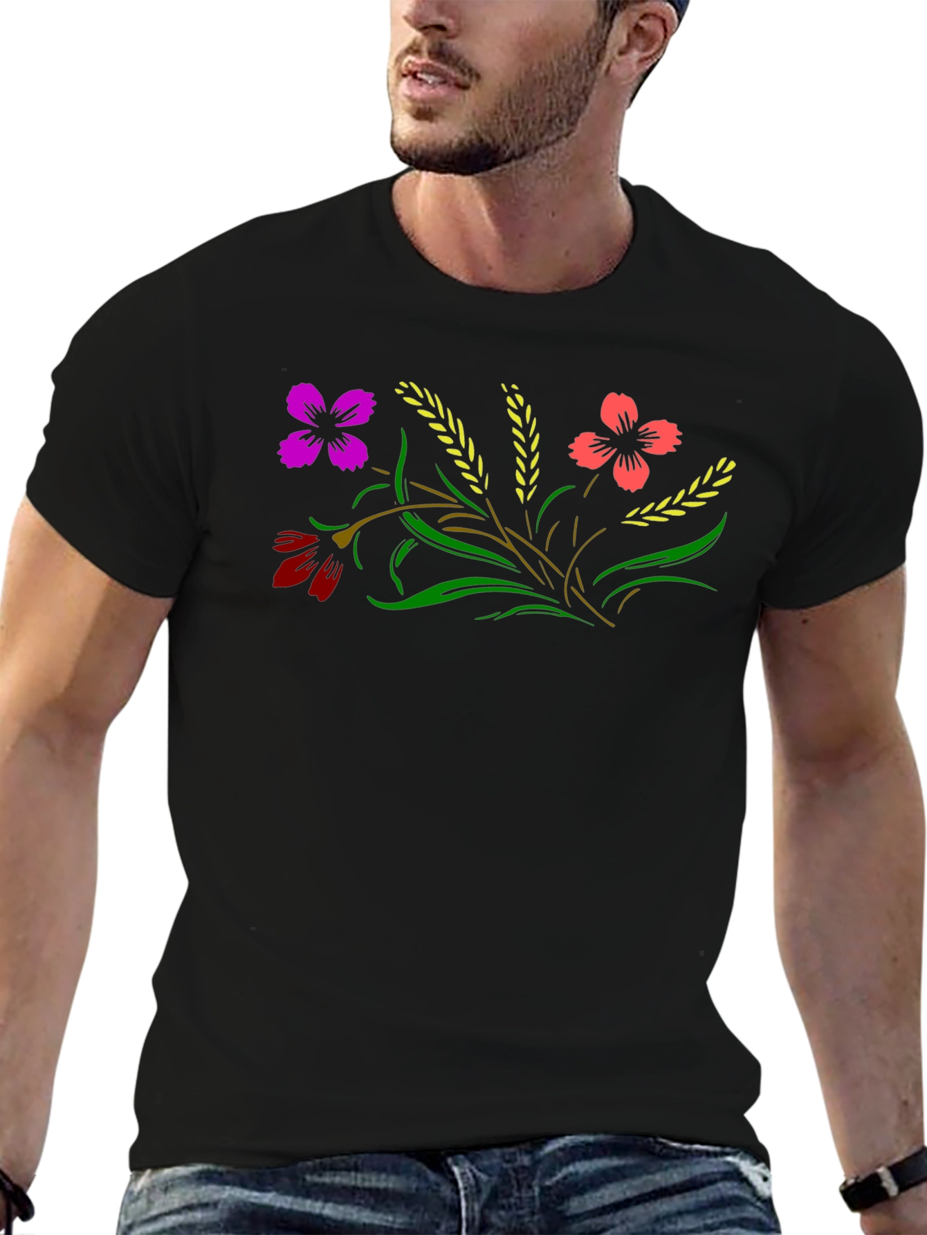 Floral T-Shirt - Black