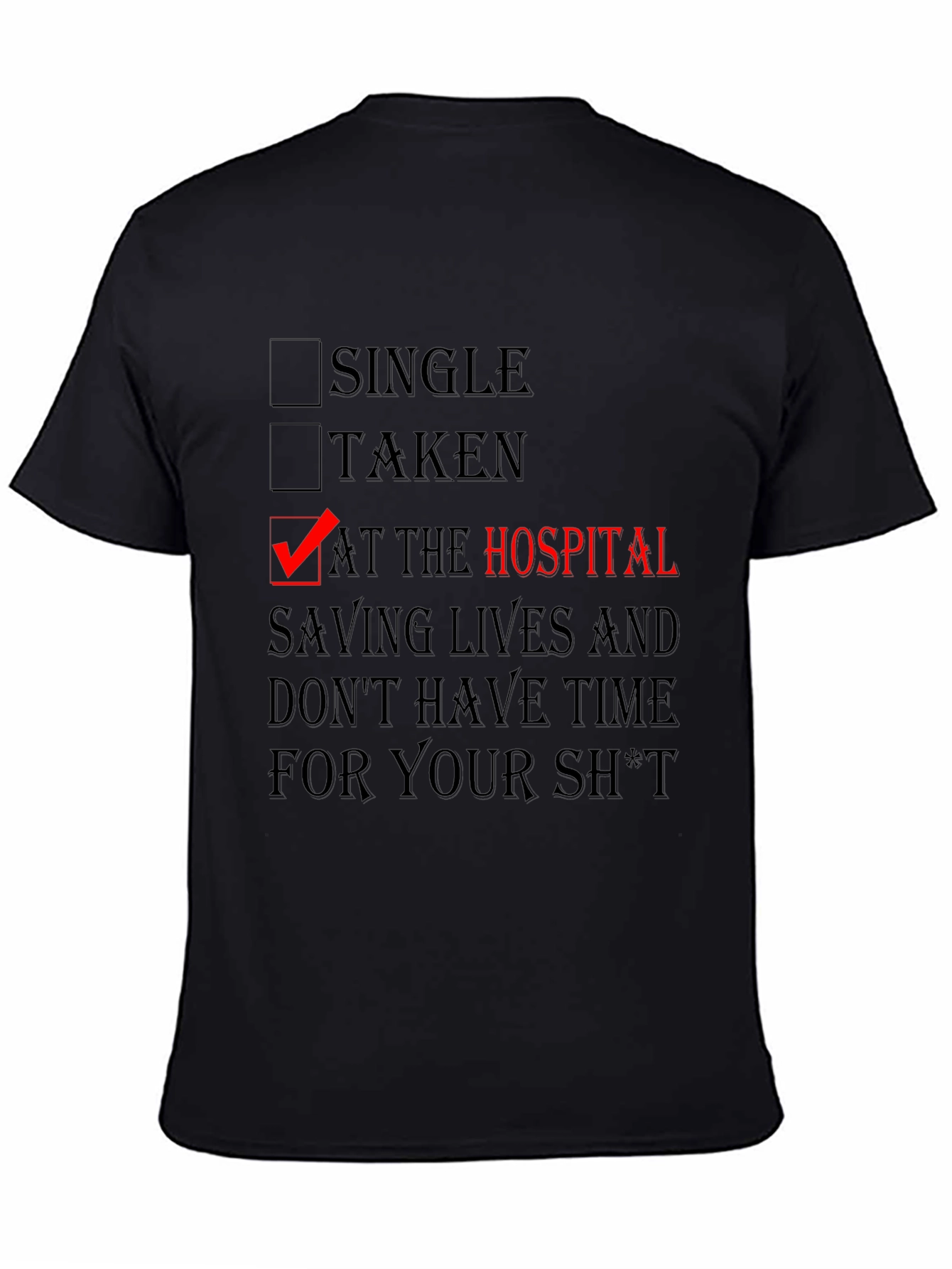 At The Hospital Saving Lives Black Graphic Tee