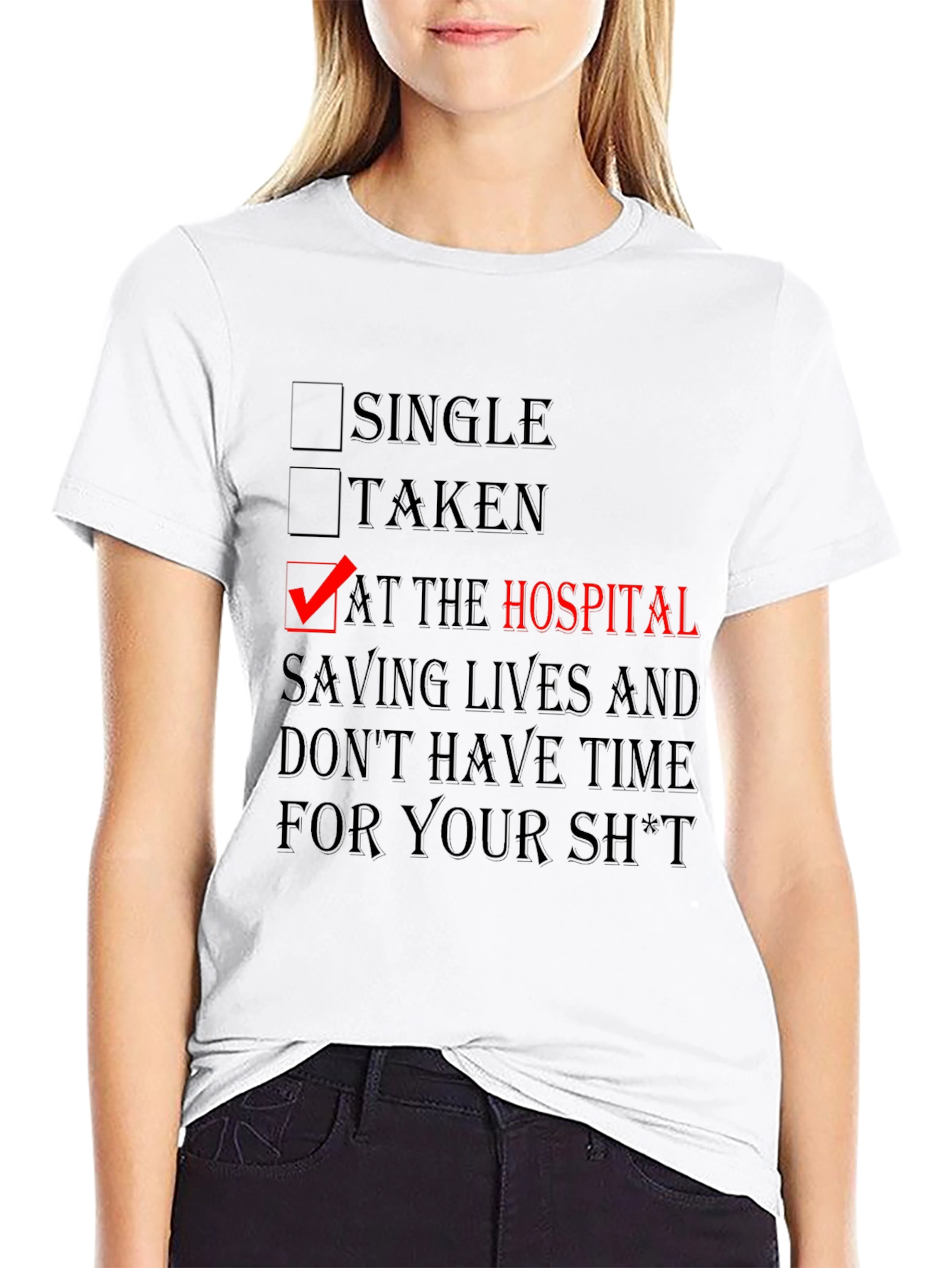 At The Hospital Saving Lives Black Graphic Tee