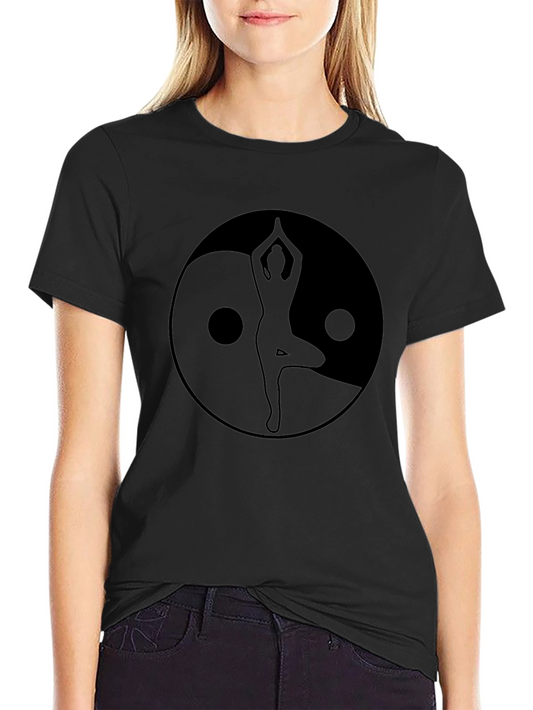 Yin Yang Yoga Silhouette Graphic Tee - Black