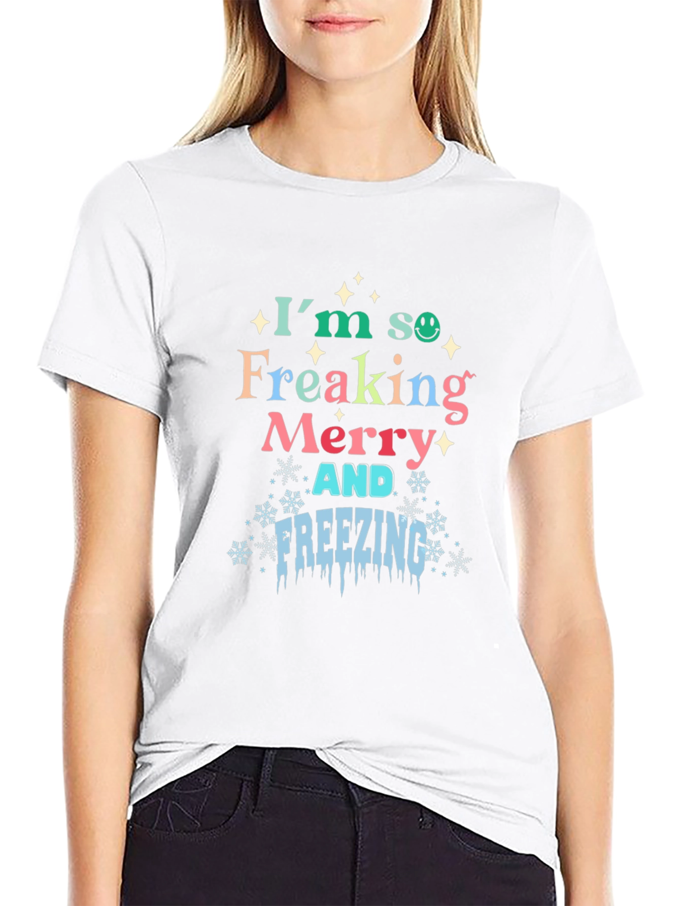 Merry & Freezing Graphic Tee - Holiday T-Shirt
