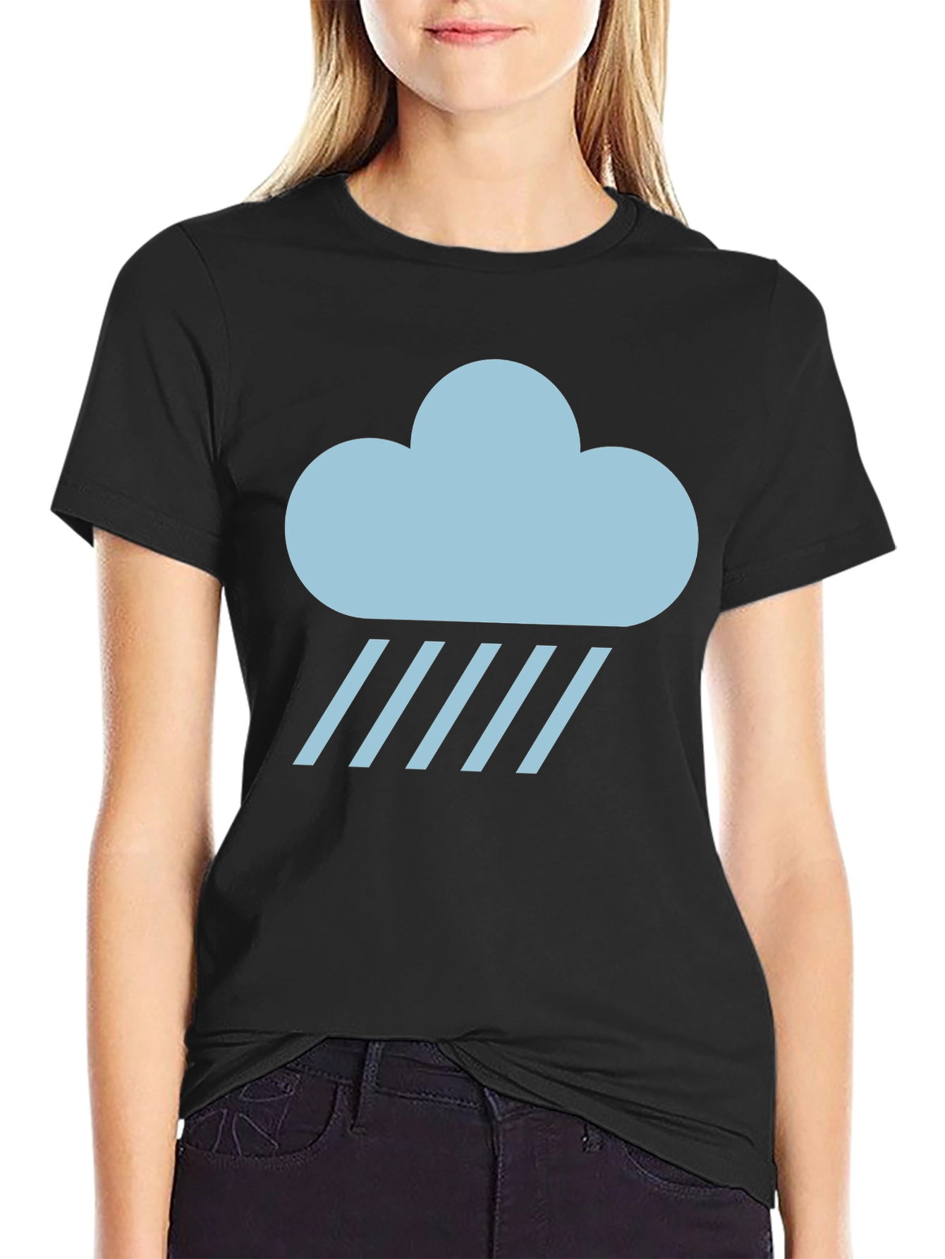 Rainy Cloud Graphic T-Shirt - Black