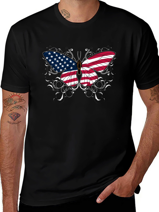 American Flag Butterfly Graphic T-Shirt