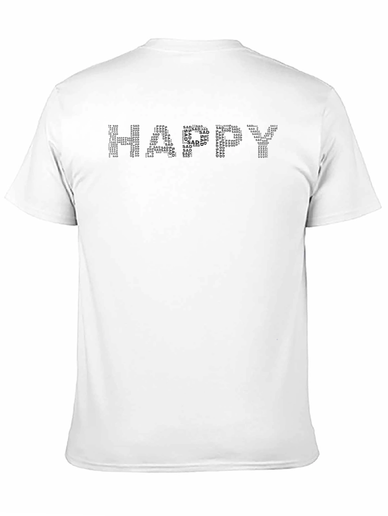 Happy/Sad Word Art Mens Black T-Shirt