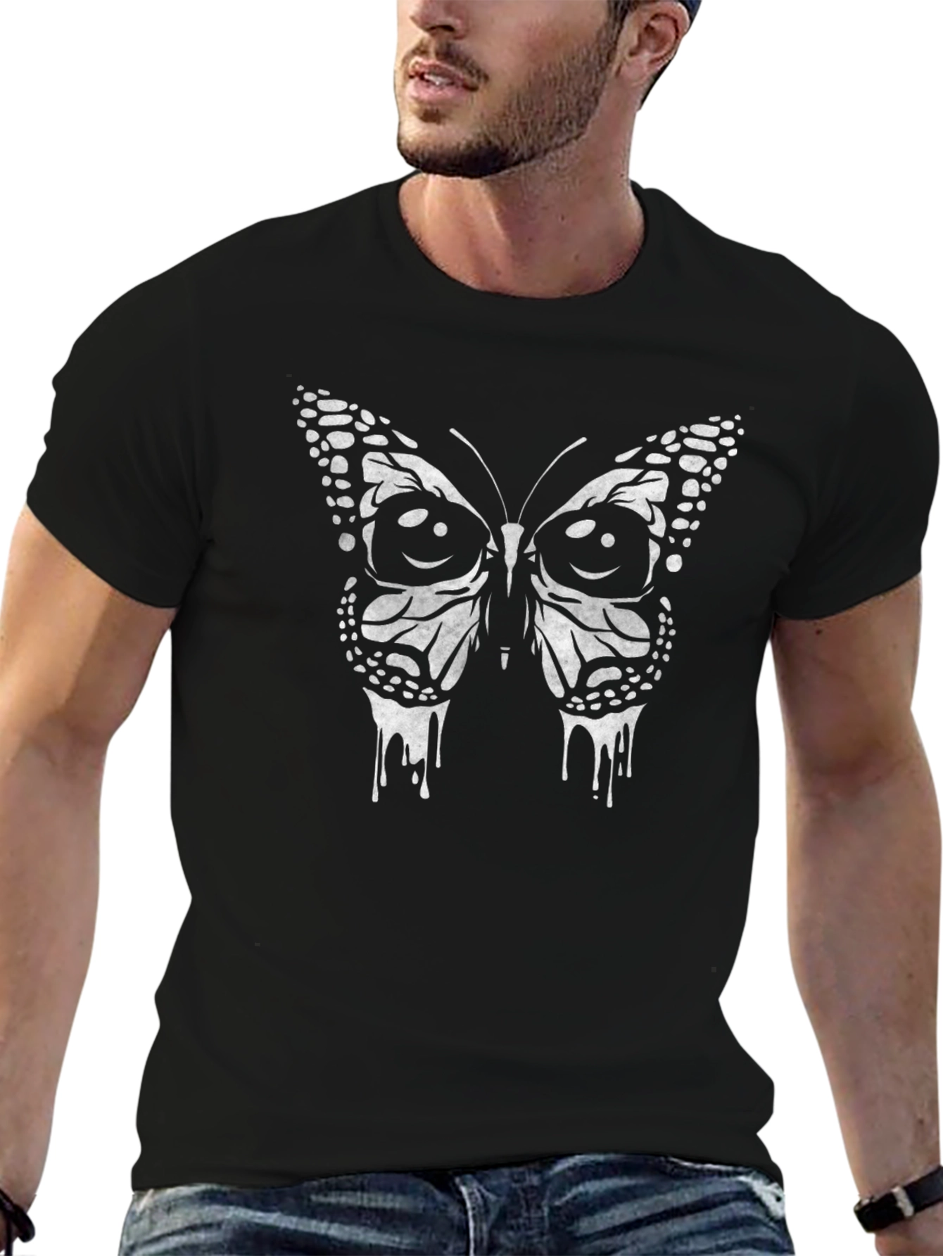 Butterfly Drip Graphic T-Shirt - Black