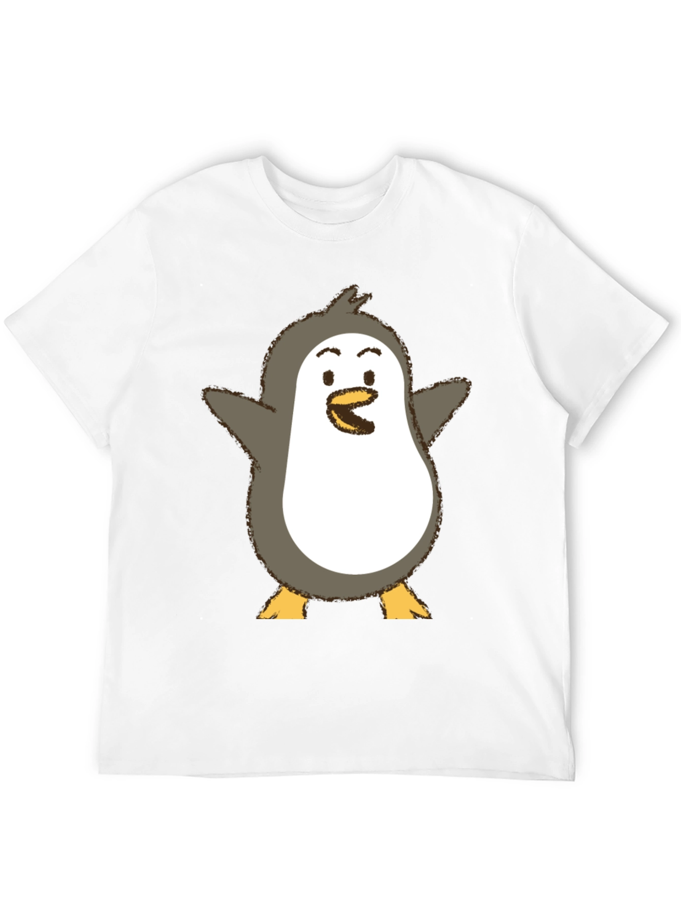 Cute Penguin Graphic Print Black T-Shirt