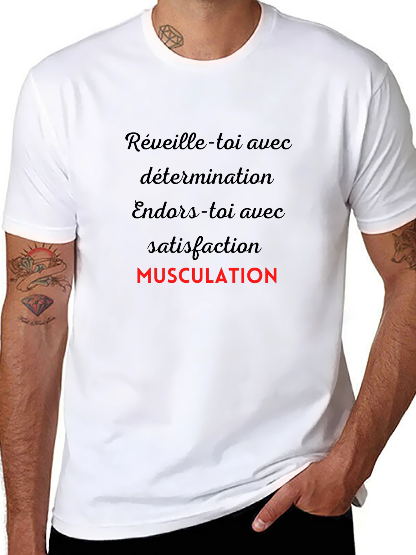 Motivational Black T-Shirt - Musculation Design
