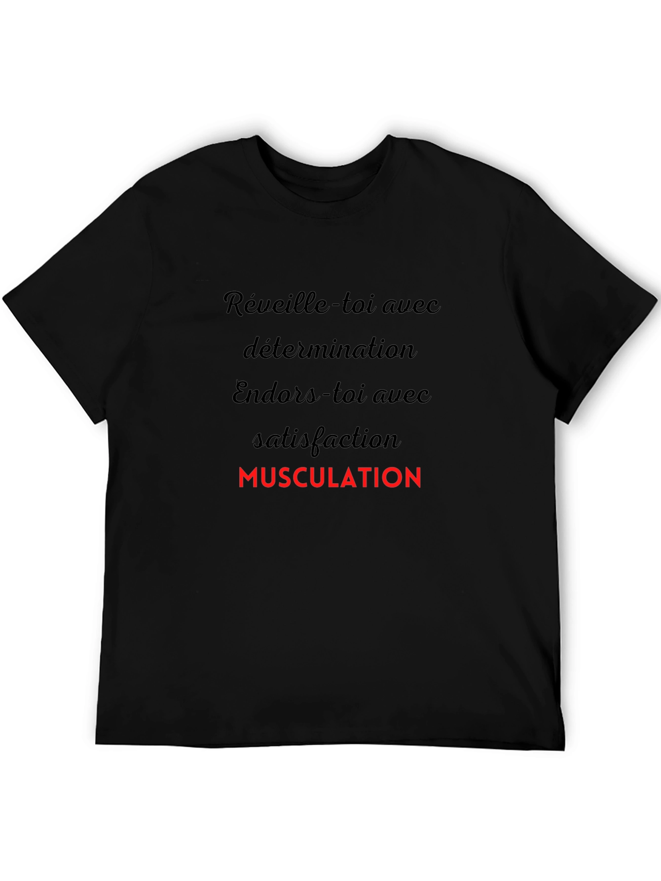 Motivational Black T-Shirt - Musculation Design