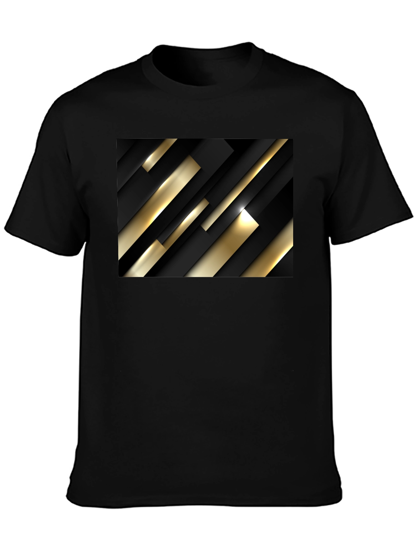 Modern Geometric Black and Gold T-Shirt