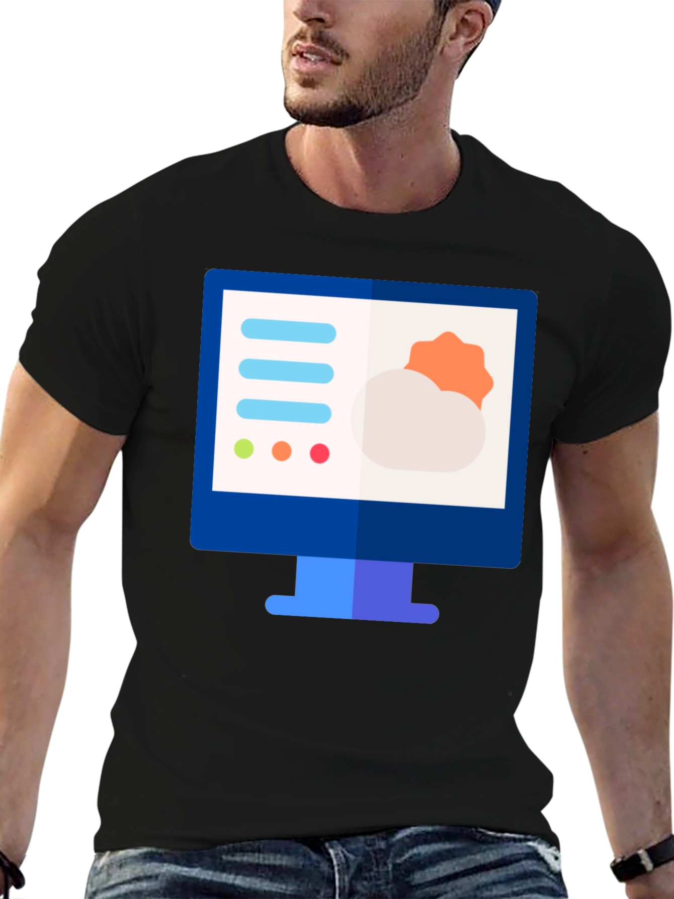 Weather Forecast Graphic Tee - Black Cotton Shirt