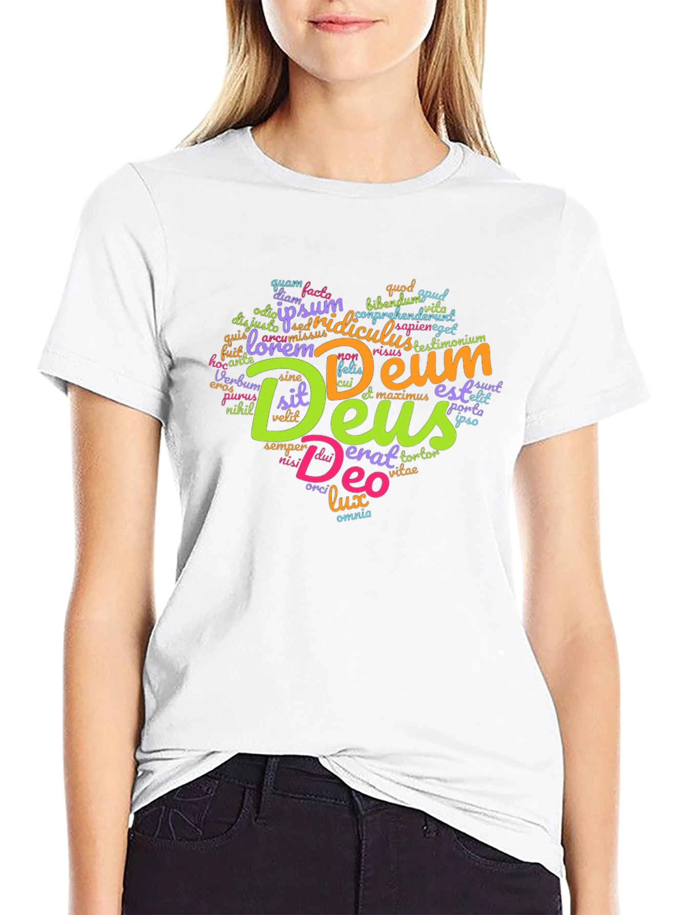 Deus Heart Graphic T-Shirt - Religious Word Art