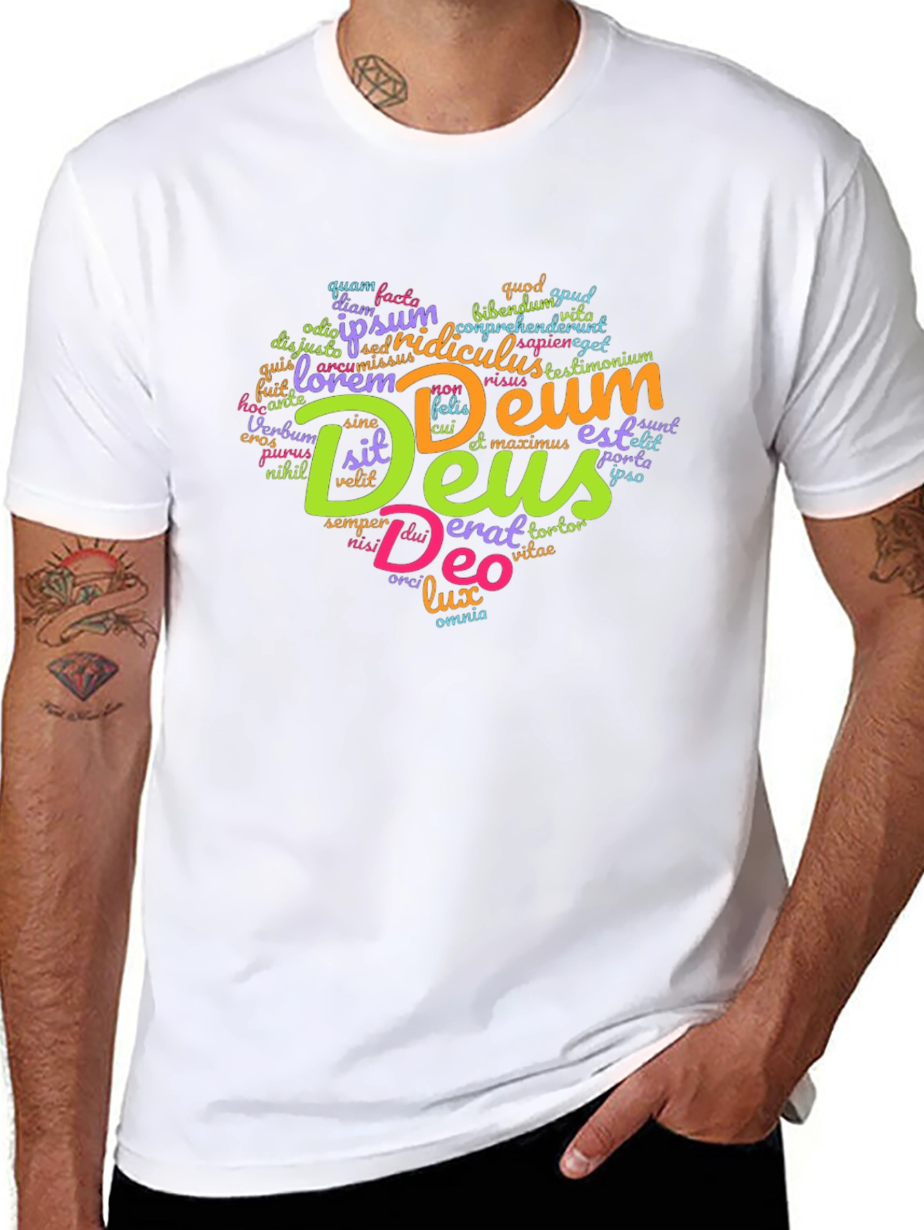 Deus Heart Graphic T-Shirt - Religious Word Art