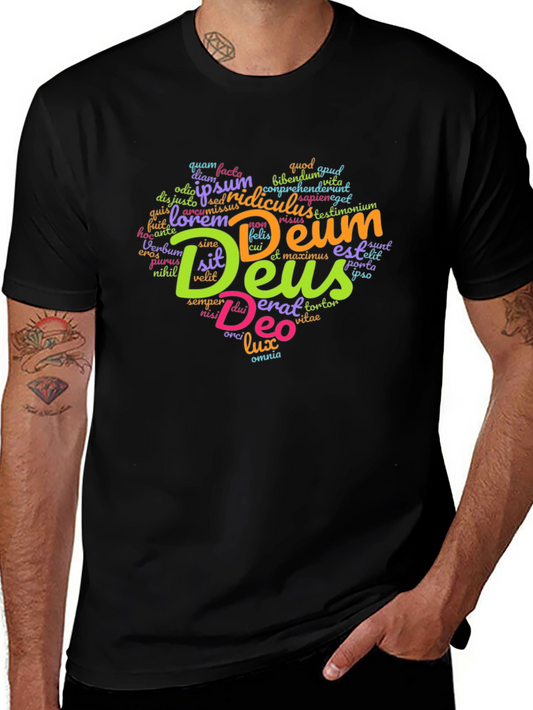 Deus Heart Graphic T-Shirt - Religious Word Art