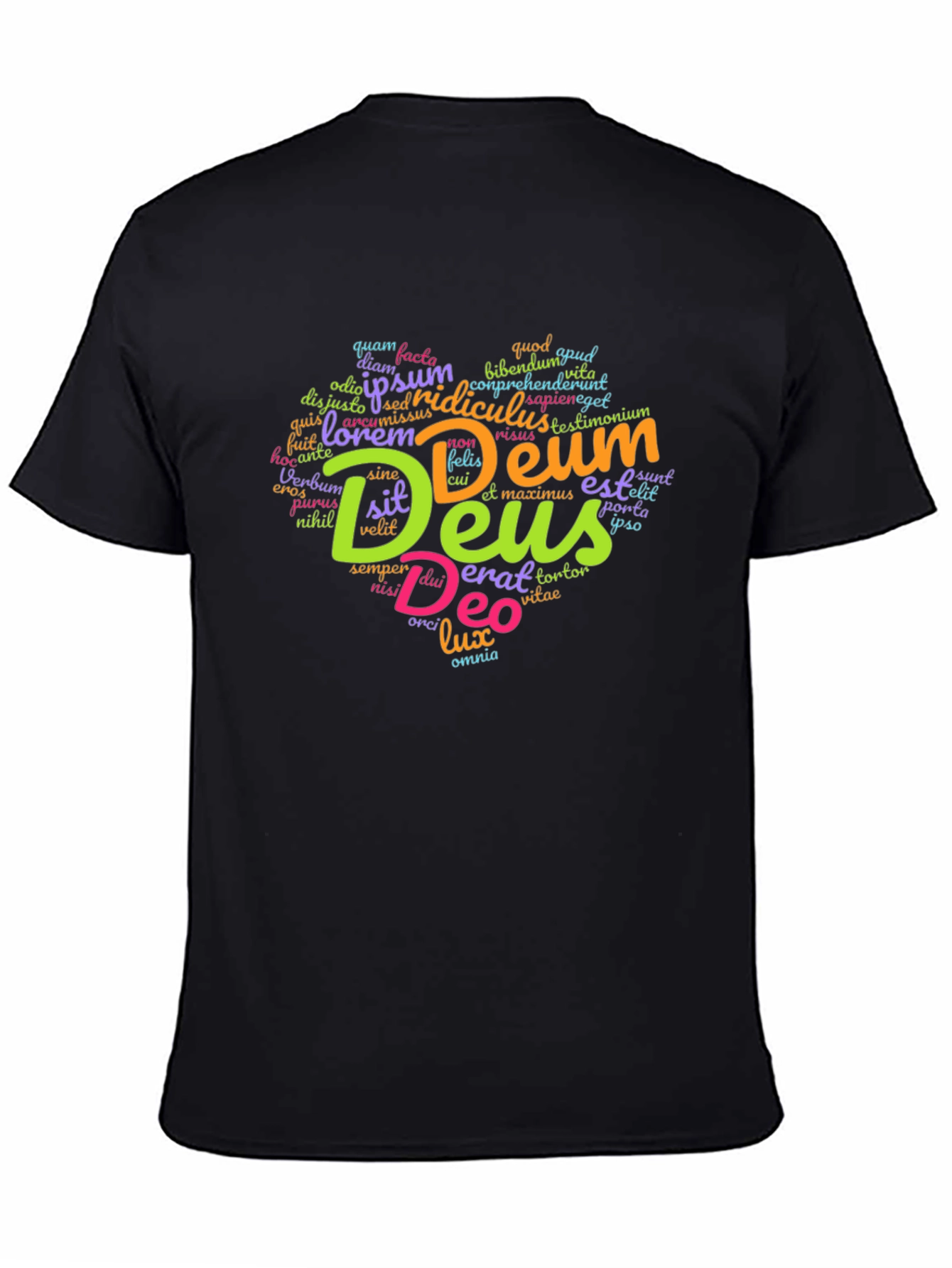 Deus Heart Graphic T-Shirt - Religious Word Art