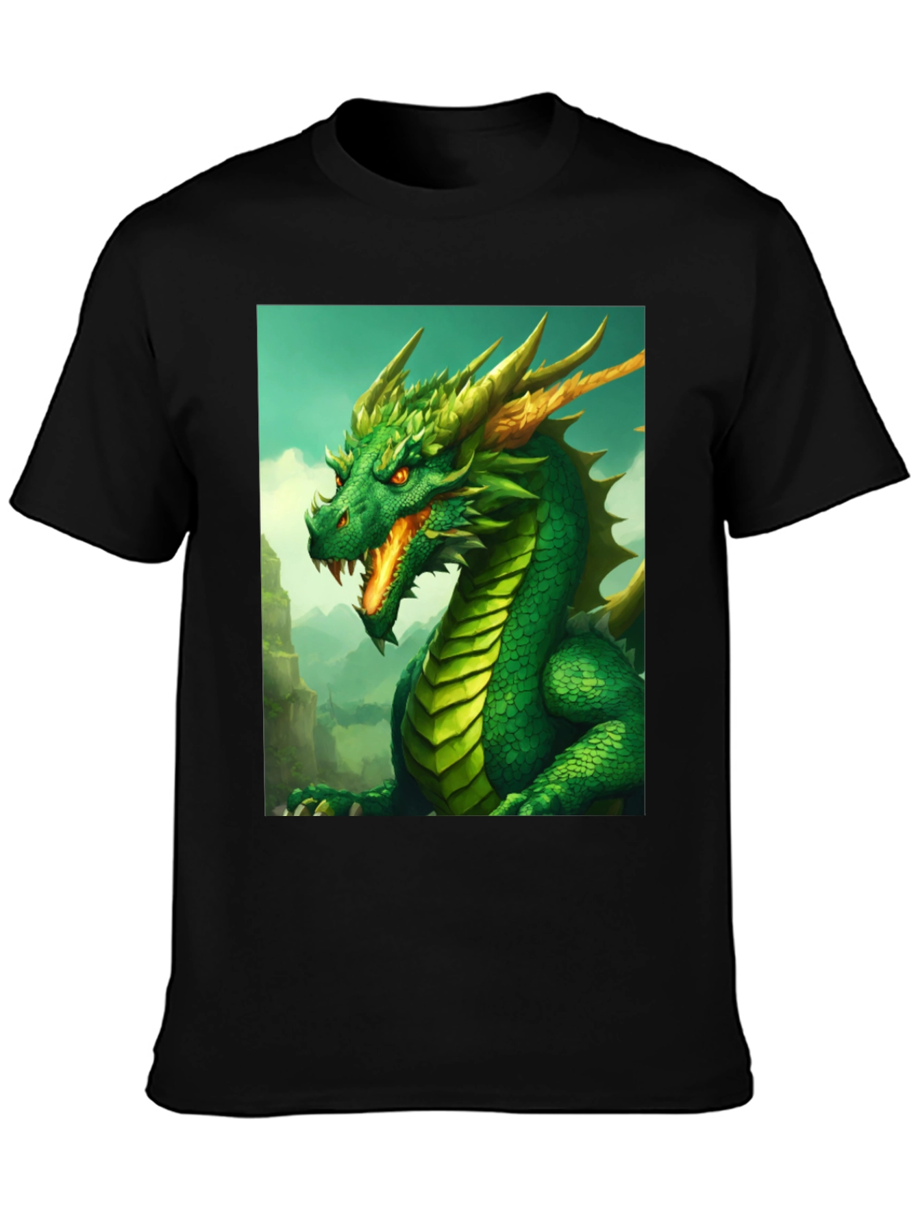 Dragon Graphic Tee - Black Cotton Shirt