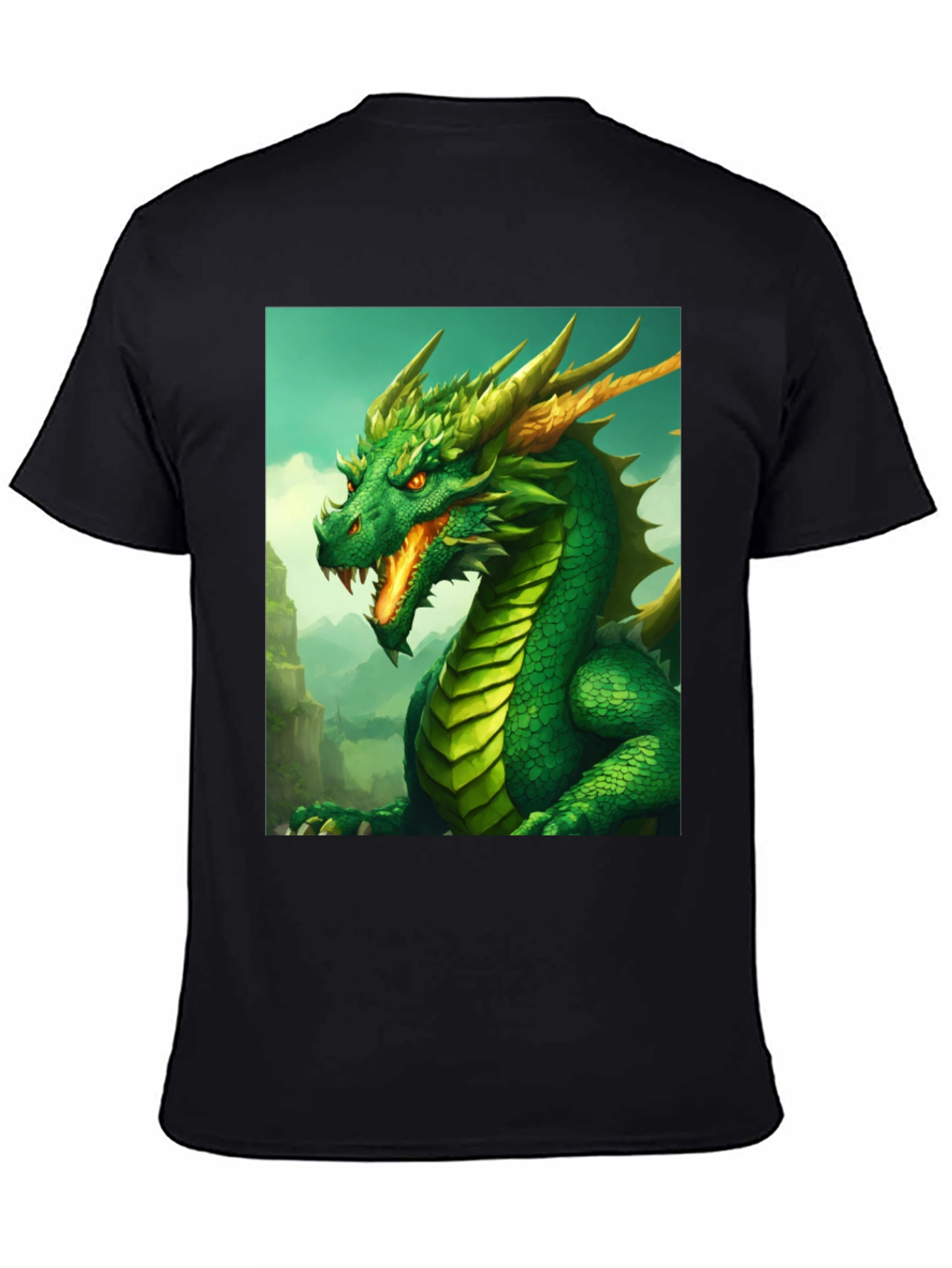 Dragon Graphic Tee - Black Cotton Shirt