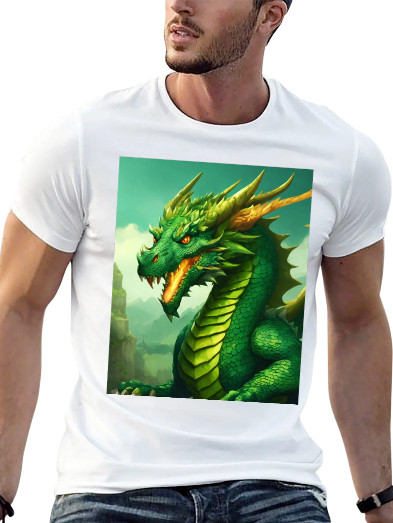 Dragon Graphic Tee - Black Cotton Shirt