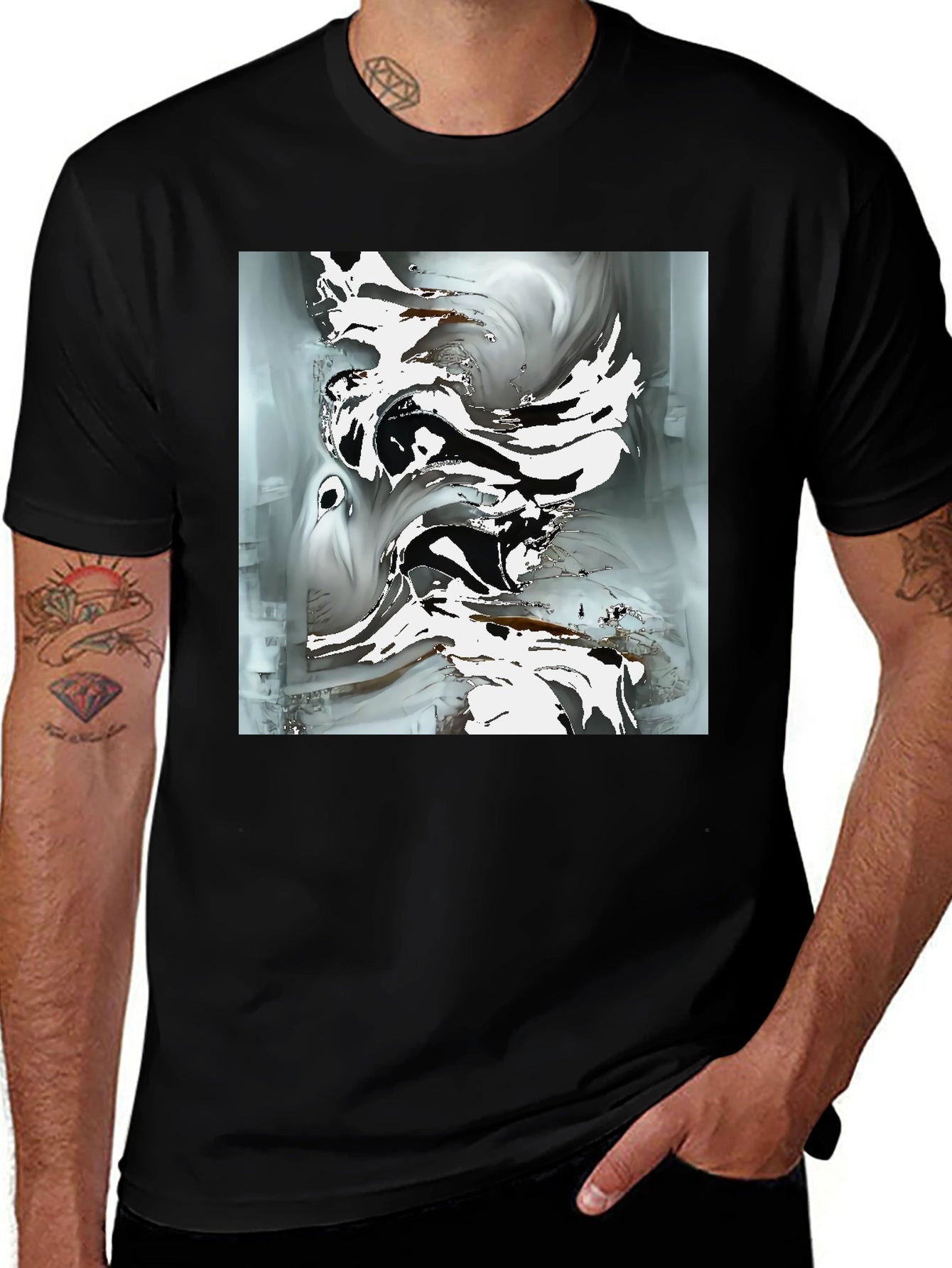 Abstract Art Graphic Tee - Modern Black T-Shirt