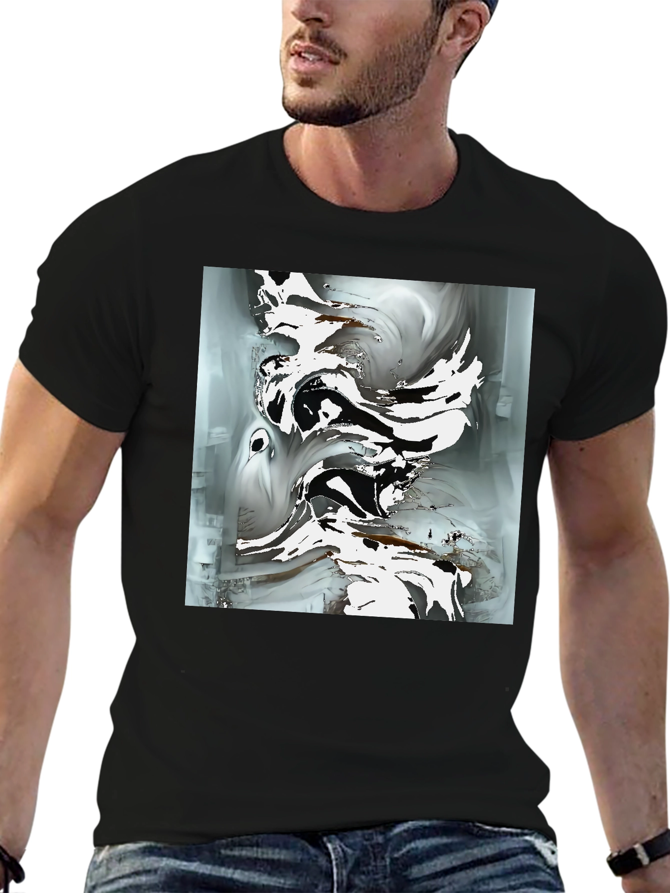 Abstract Art Graphic Tee - Modern Black T-Shirt