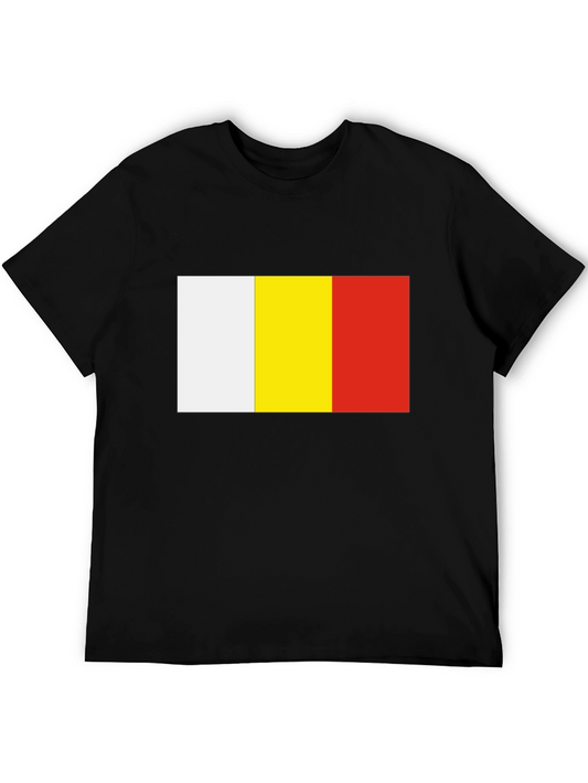 Color Block T-Shirt - White Yellow Red Design