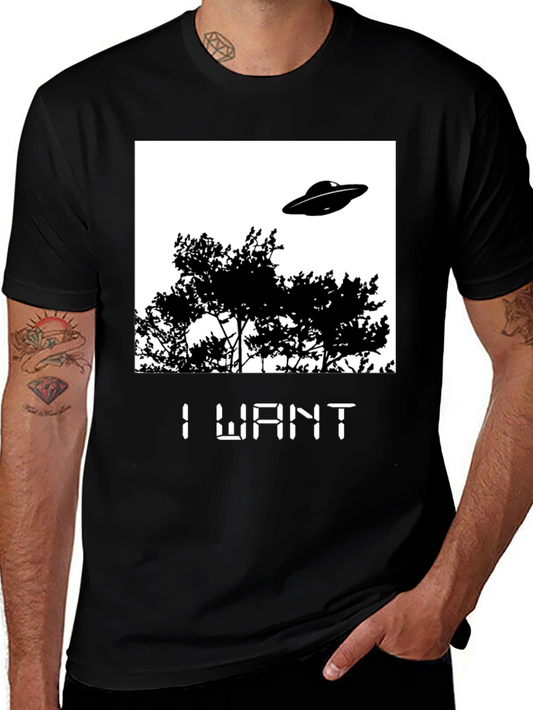 I Want UFO Graphic T-Shirt - Black