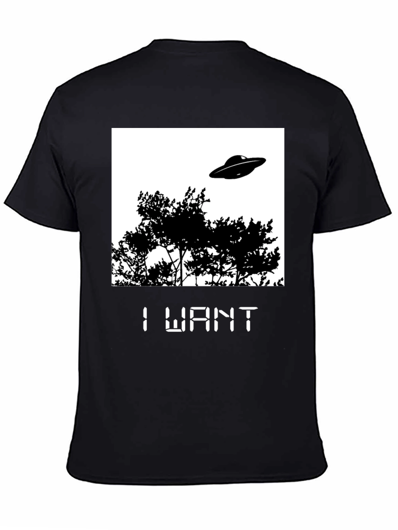 I Want UFO Graphic T-Shirt - Black