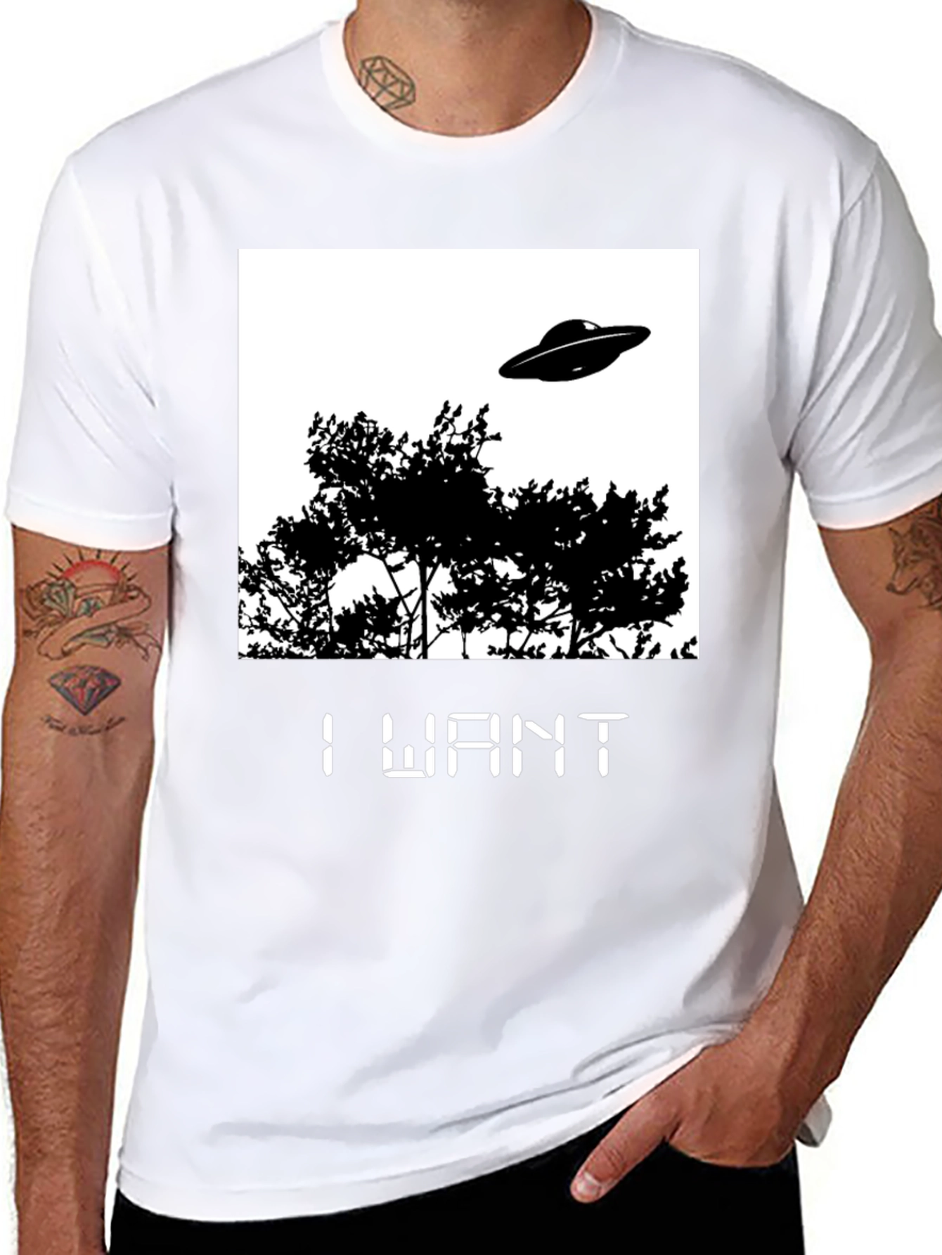 I Want UFO Graphic T-Shirt - Black