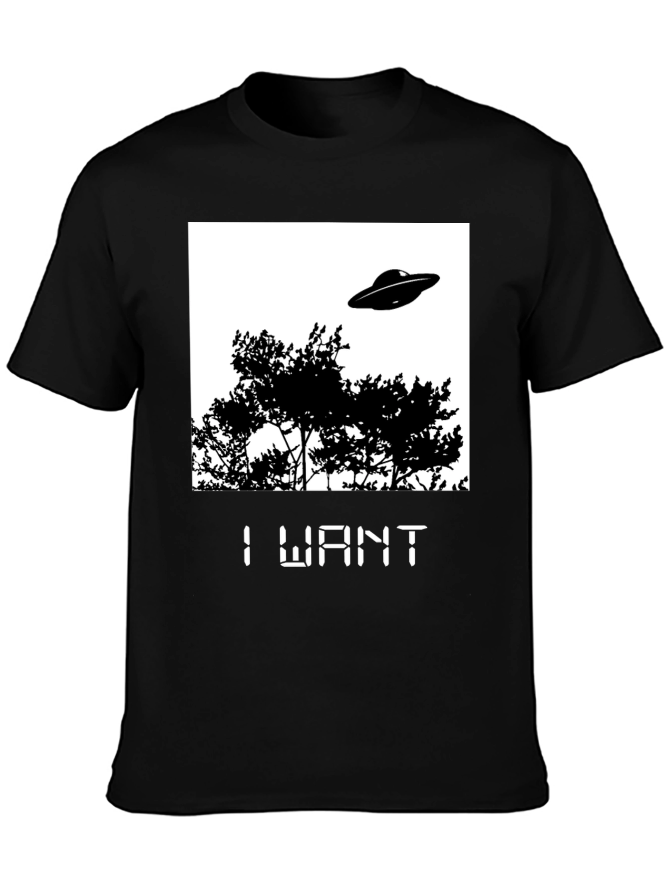 I Want UFO Graphic T-Shirt - Black