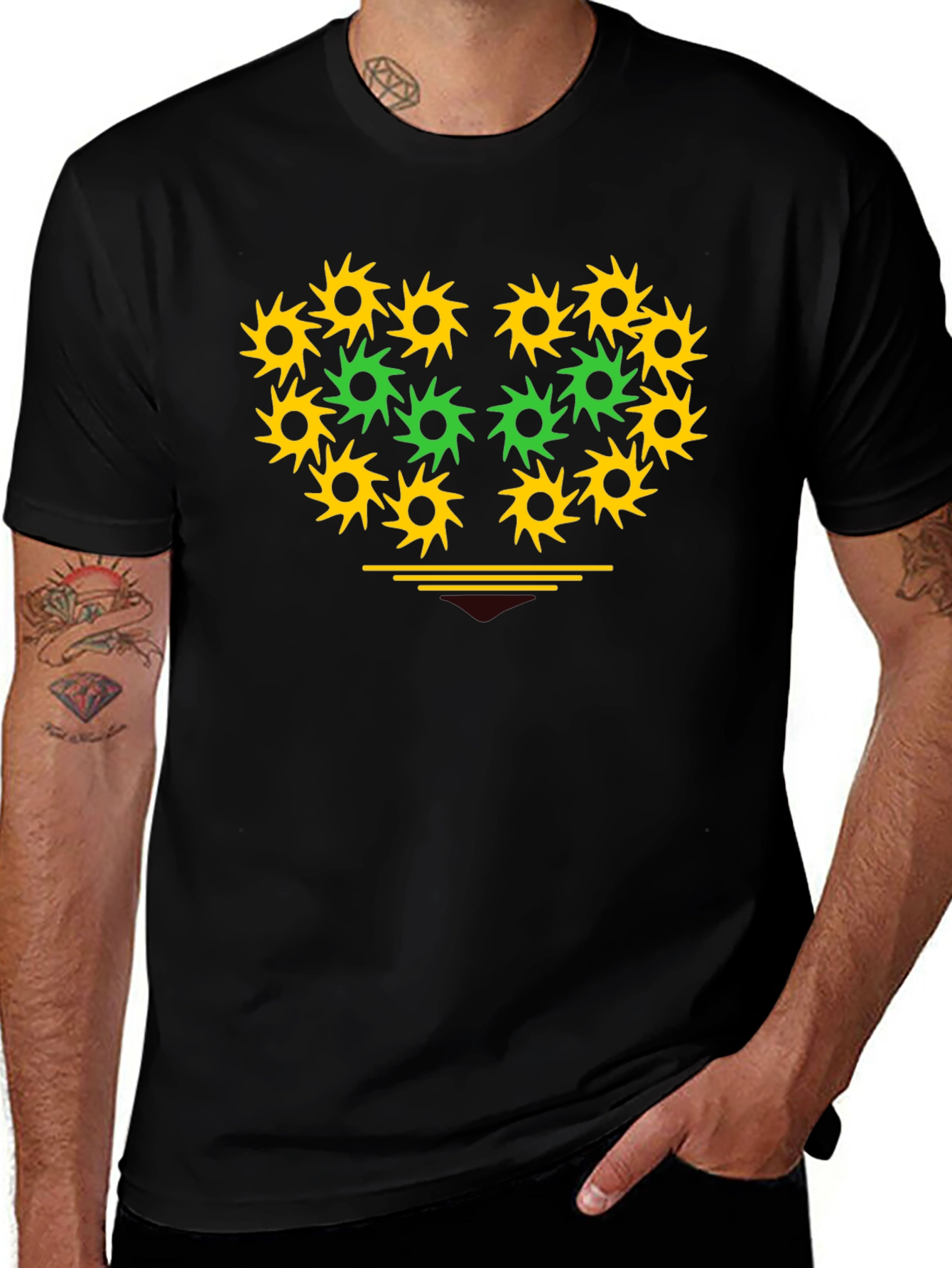 Geometric Heart Graphic Tee - Black