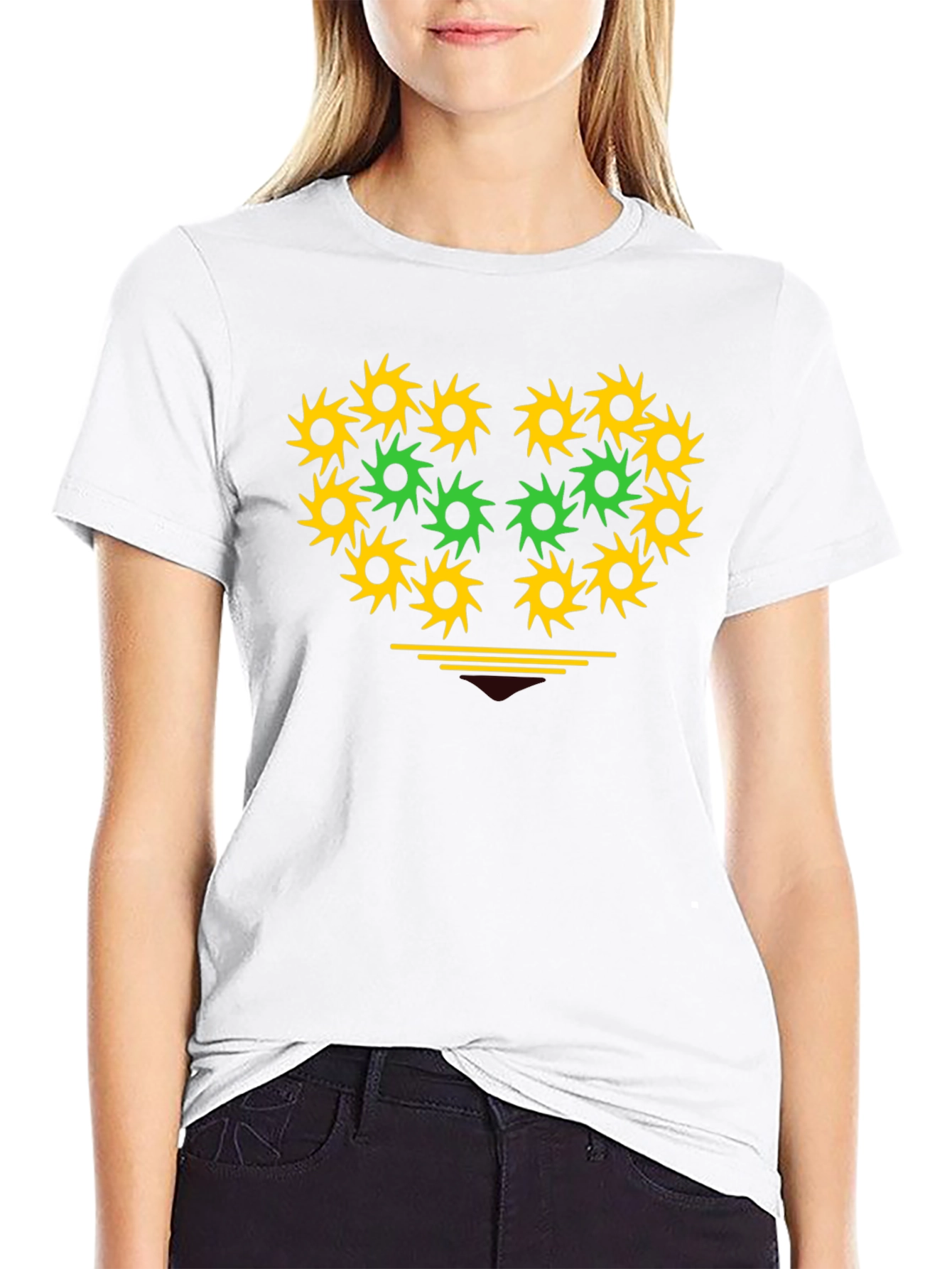 Geometric Heart Graphic Tee - Black