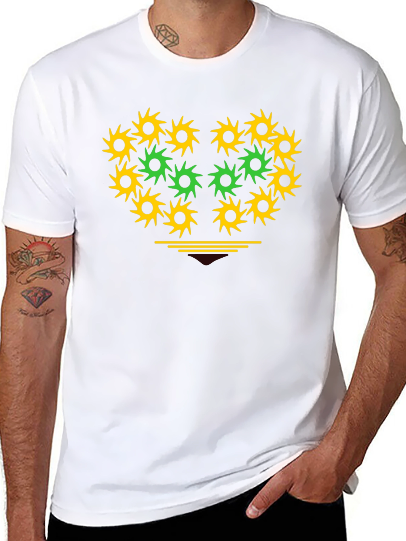 Geometric Heart Graphic Tee - Black