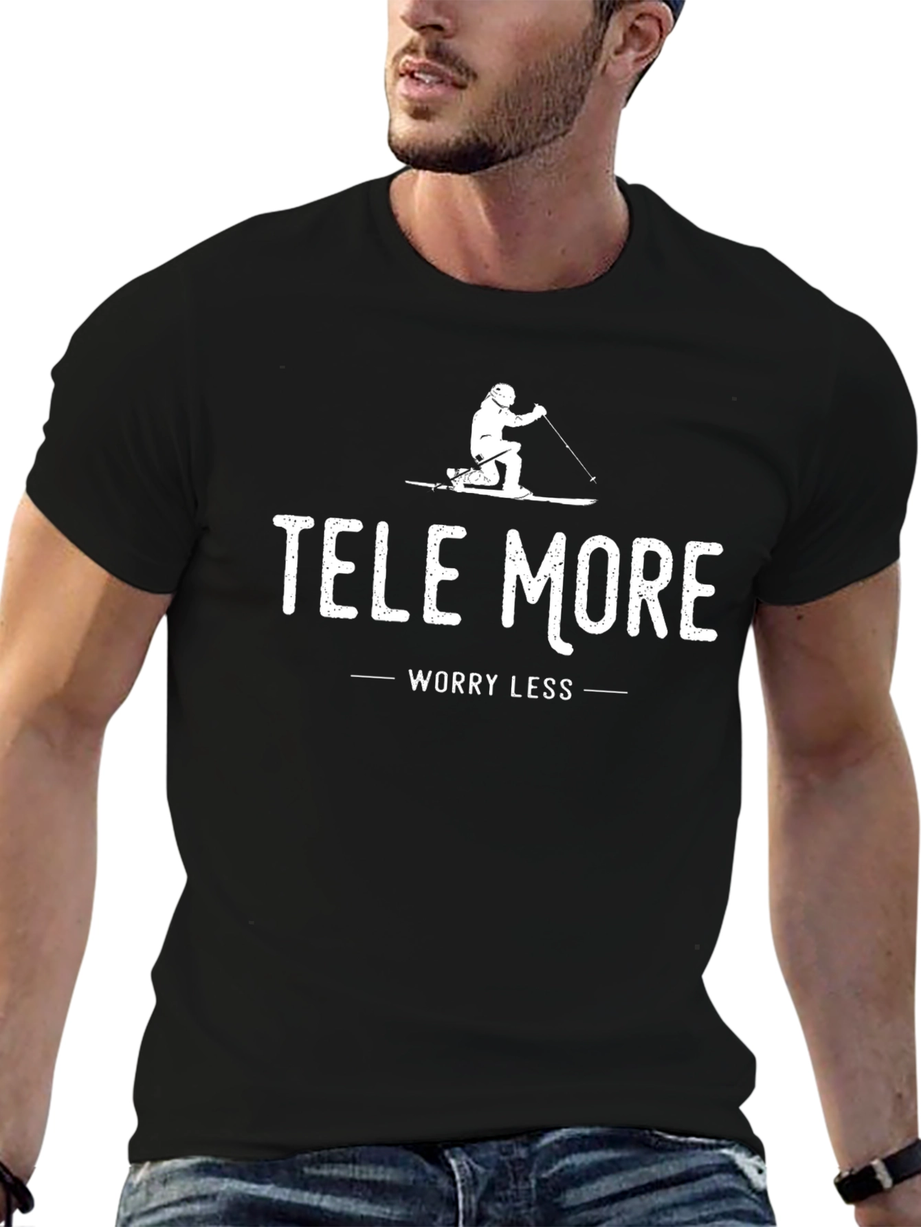 Tele More Worry Less Black T-Shirt
