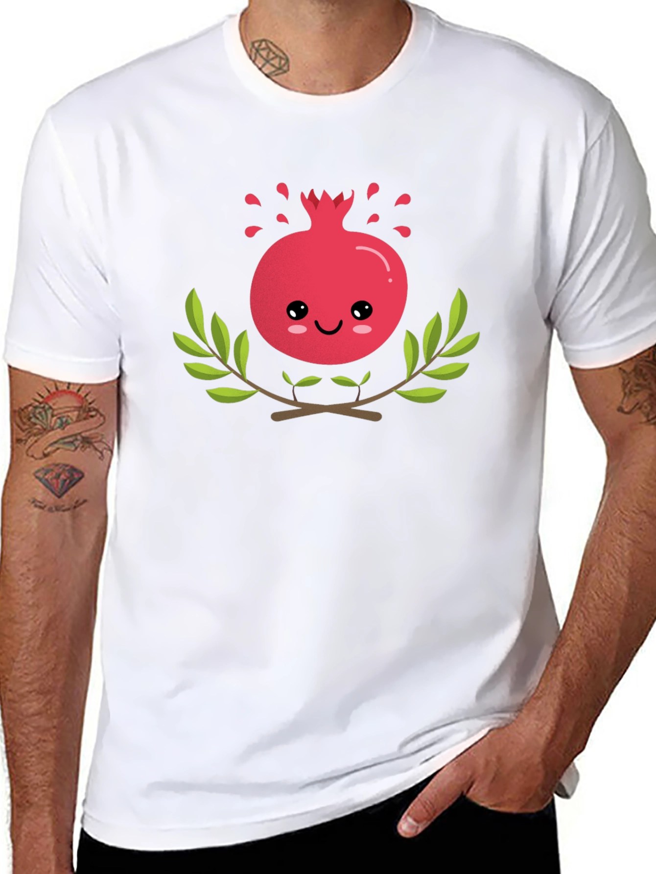 Cute Pomegranate Graphic T-Shirt - Black