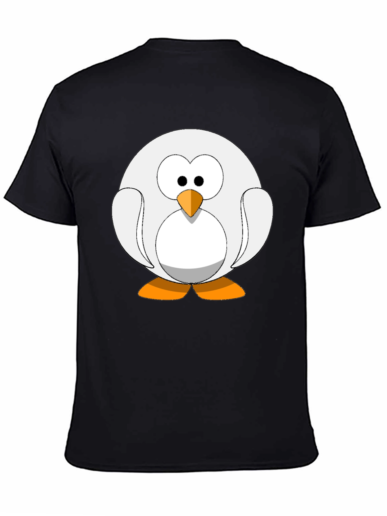 Cartoon Penguin Graphic Tee - Black Cotton Blend Shirt