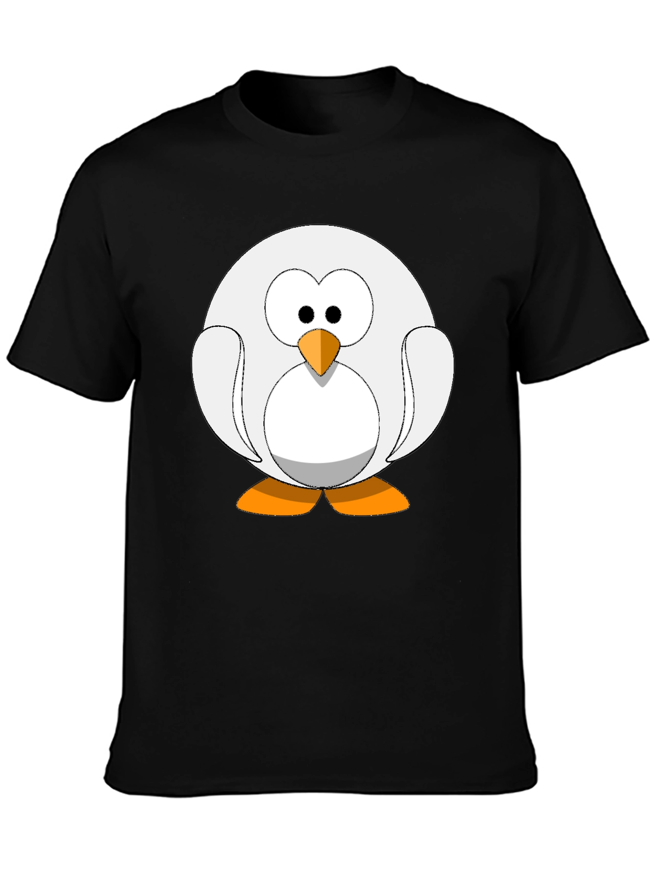 Cartoon Penguin Graphic Tee - Black Cotton Blend Shirt
