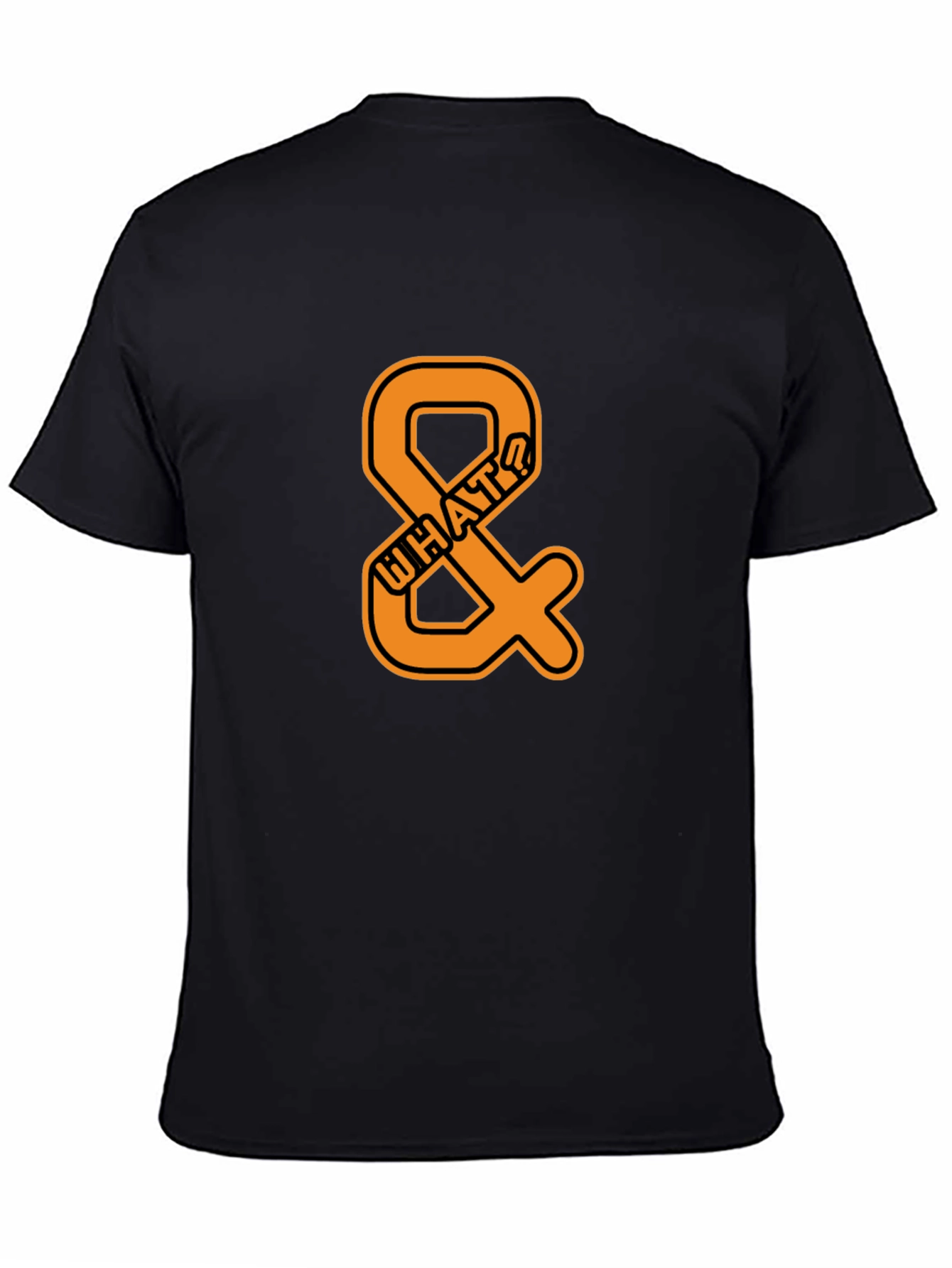 Mens Black T-Shirt with Orange WHAT? Ampersand Design