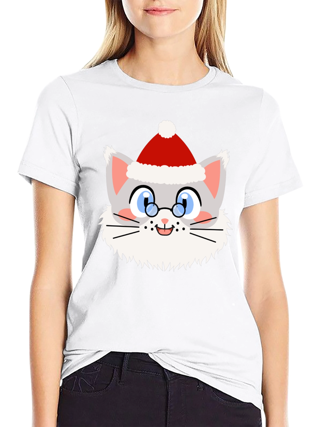 Festive Cat Santa T-Shirt - Holiday Cheer!