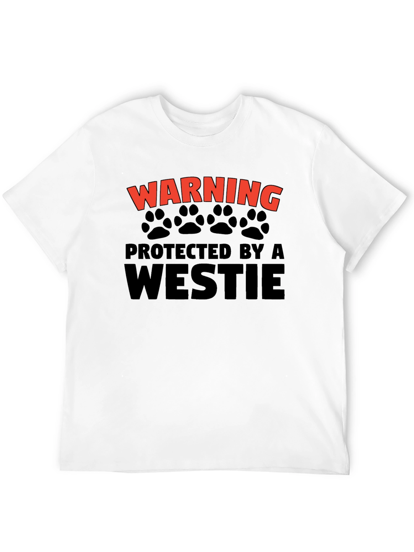 Warning Protected by Westie Mens Black T-Shirt