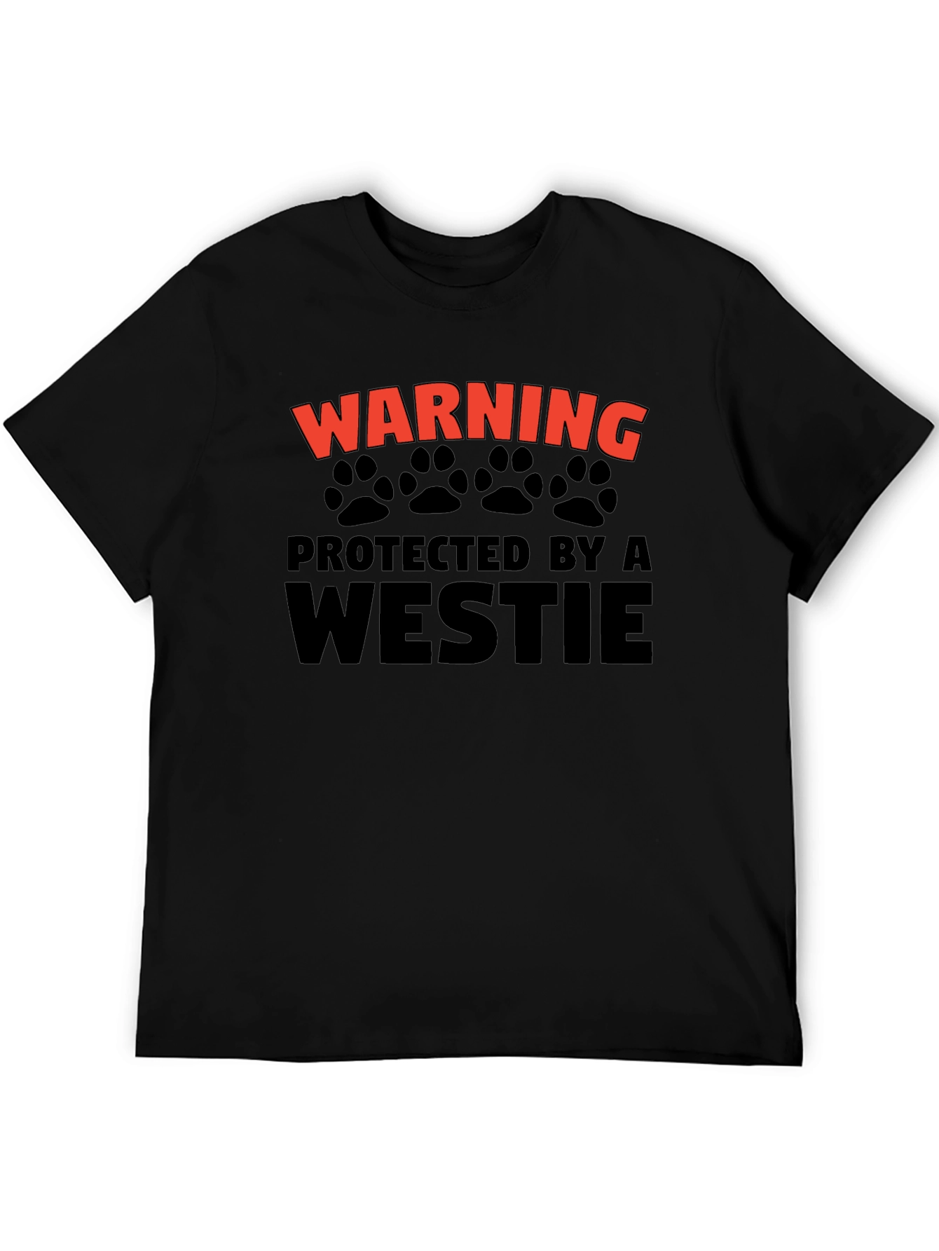 Warning Protected by Westie Mens Black T-Shirt