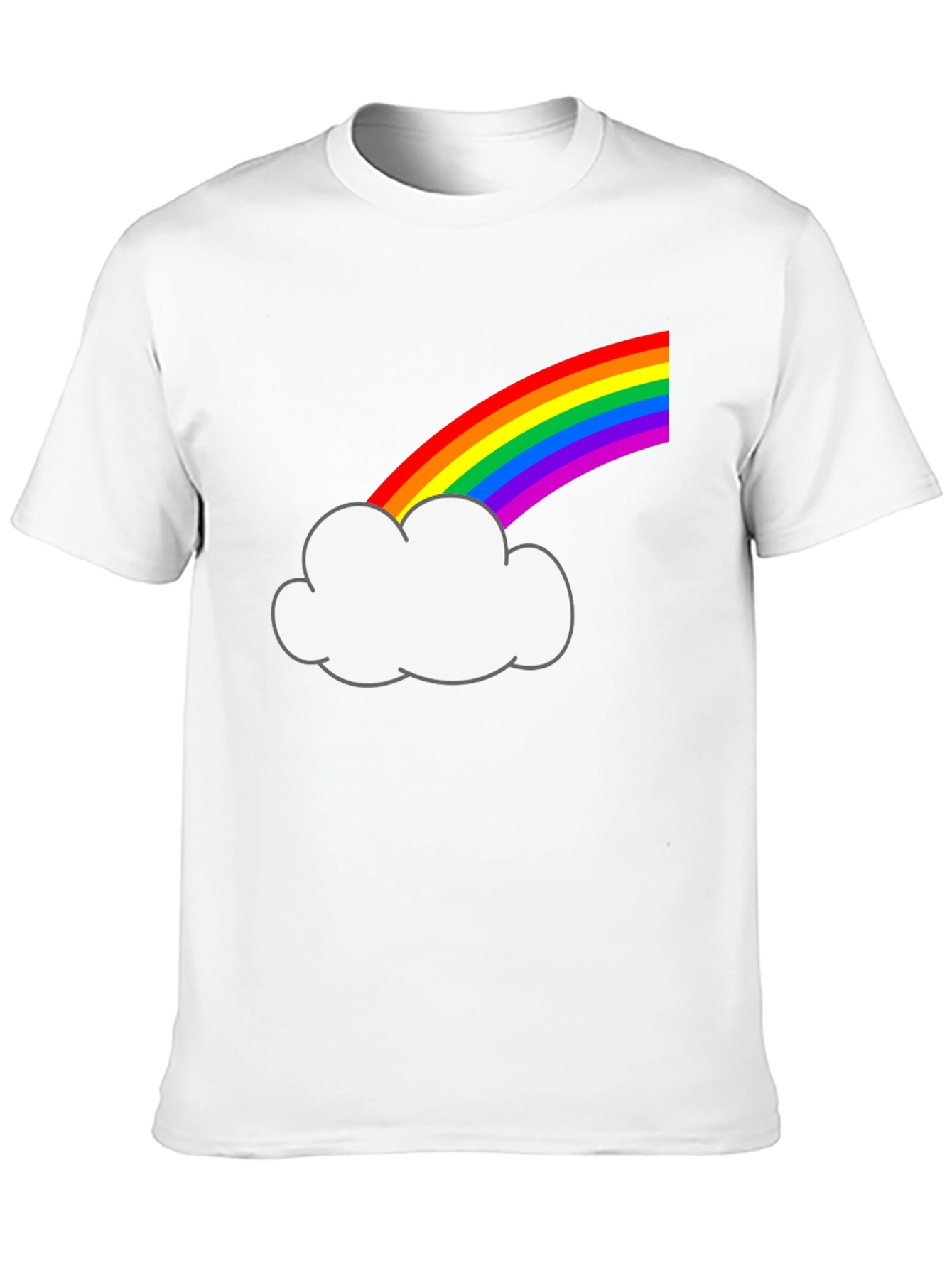 Rainbow Cloud Graphic Tee - Black Cotton T-Shirt