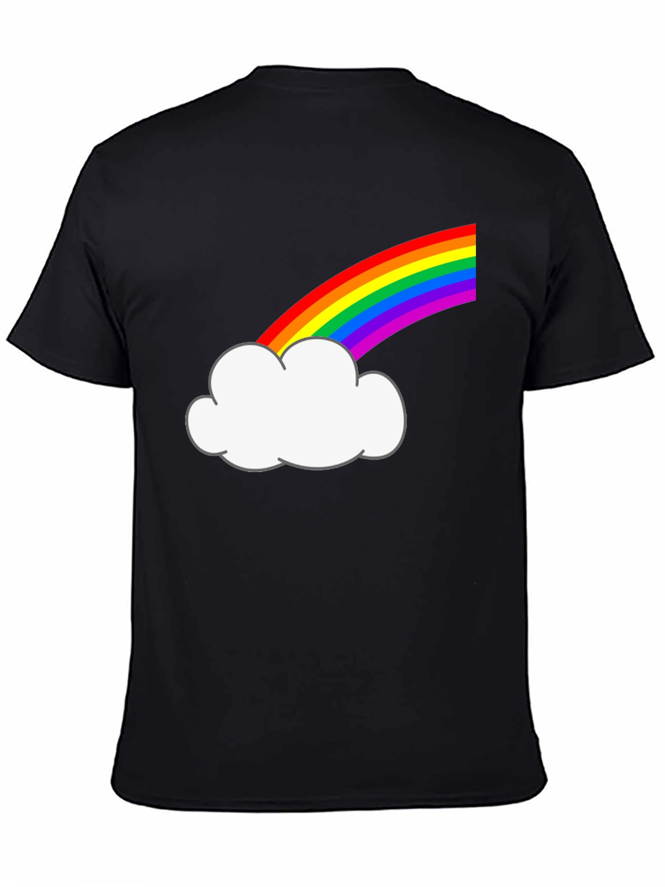 Rainbow Cloud Graphic Tee - Black Cotton T-Shirt