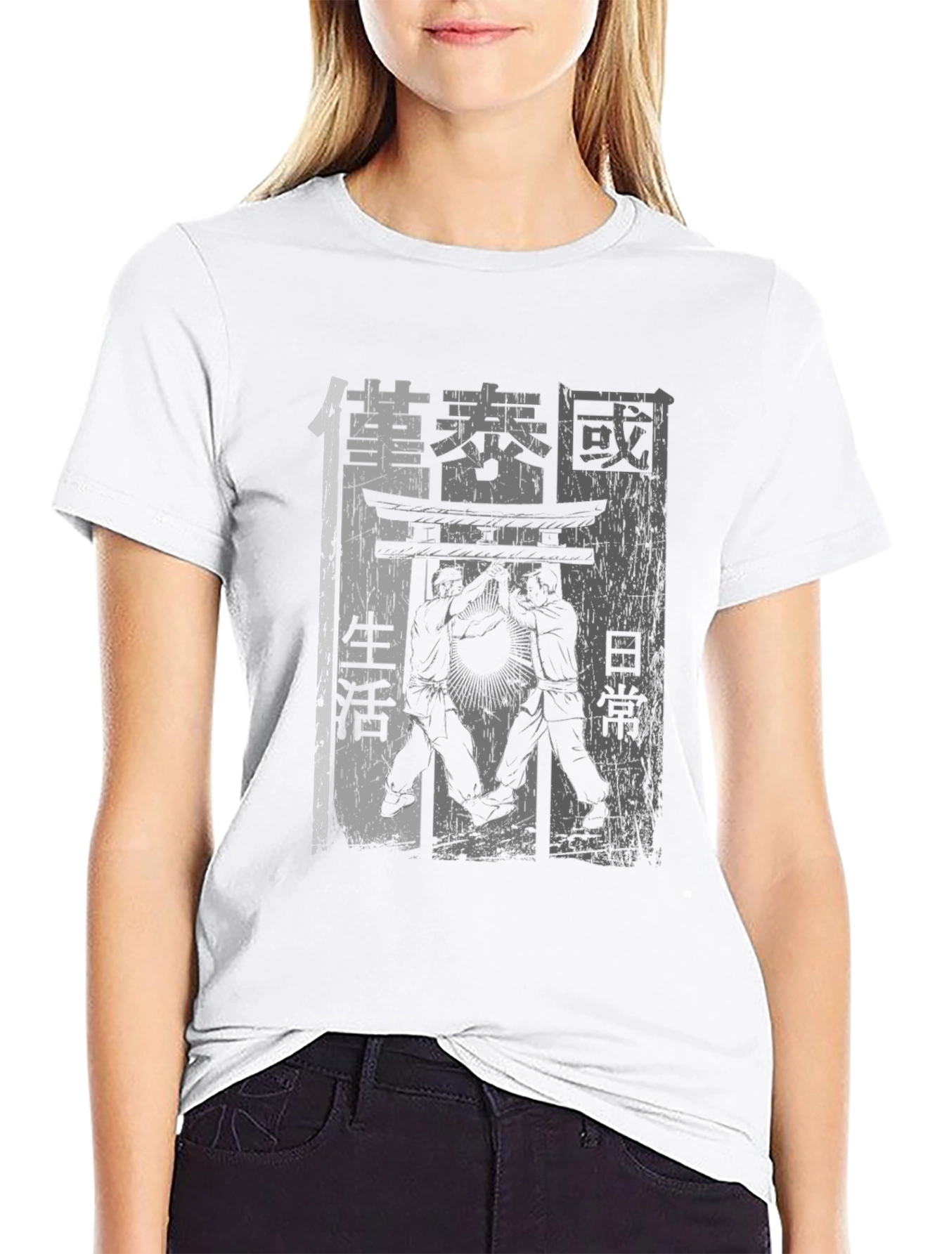 Martial Arts Graphic Print Black T-Shirt