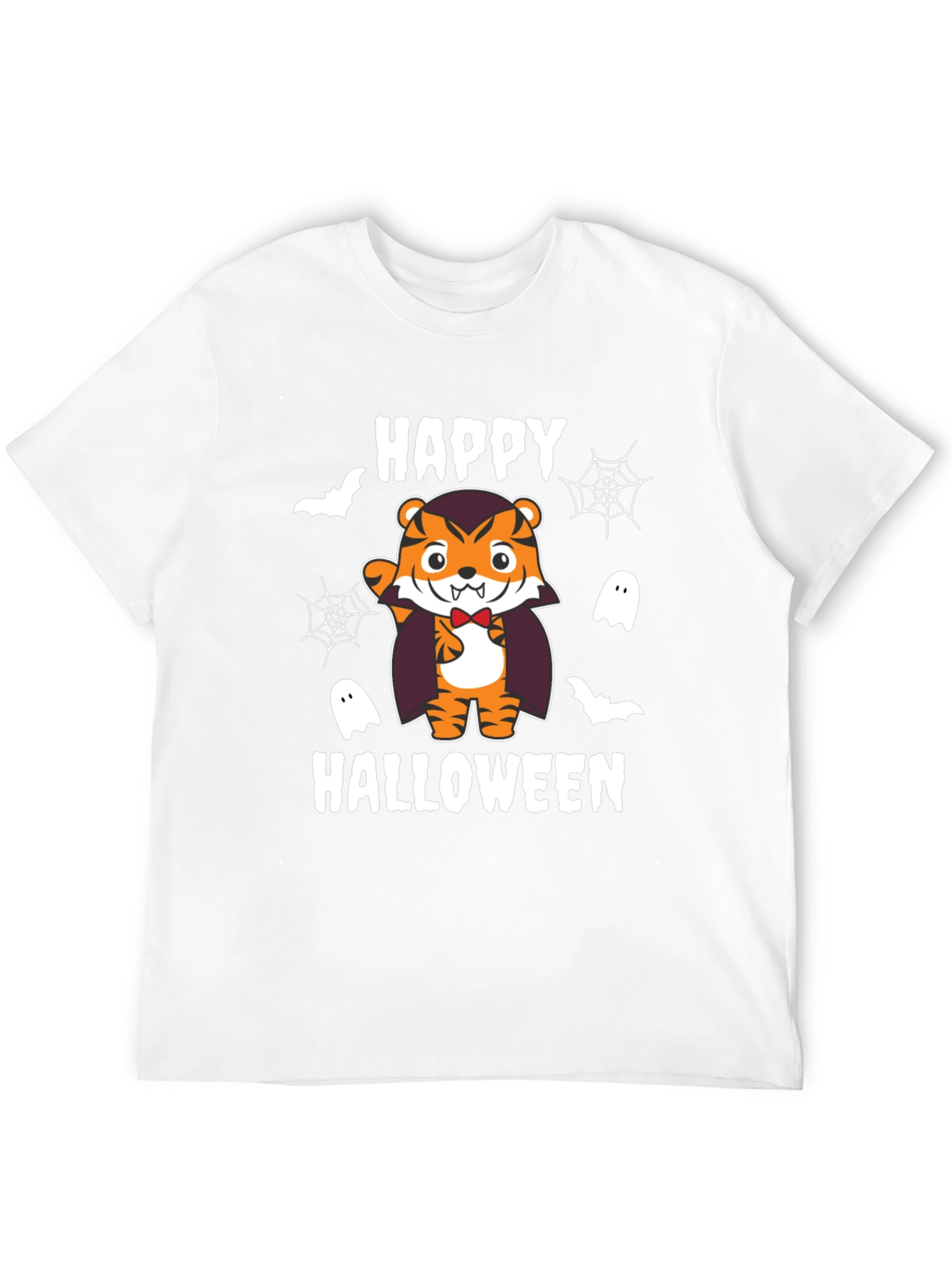 Happy Halloween Tiger Vampire Black T-Shirt