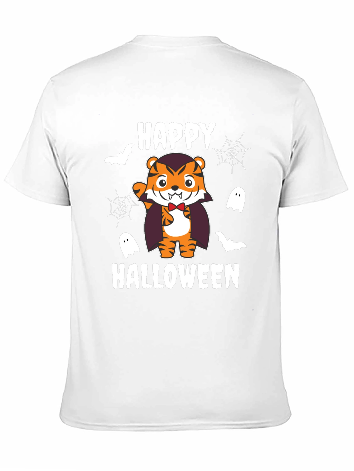 Happy Halloween Tiger Vampire Black T-Shirt