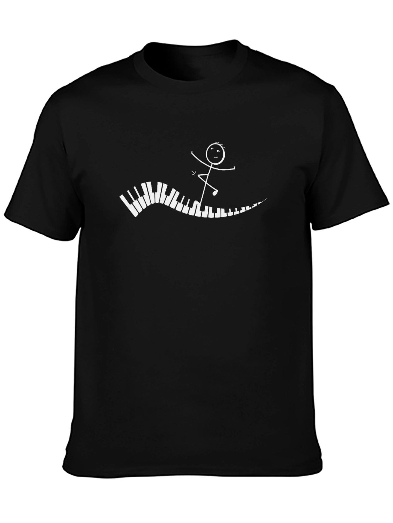 Piano Stick Figure Graphic Tee - Black