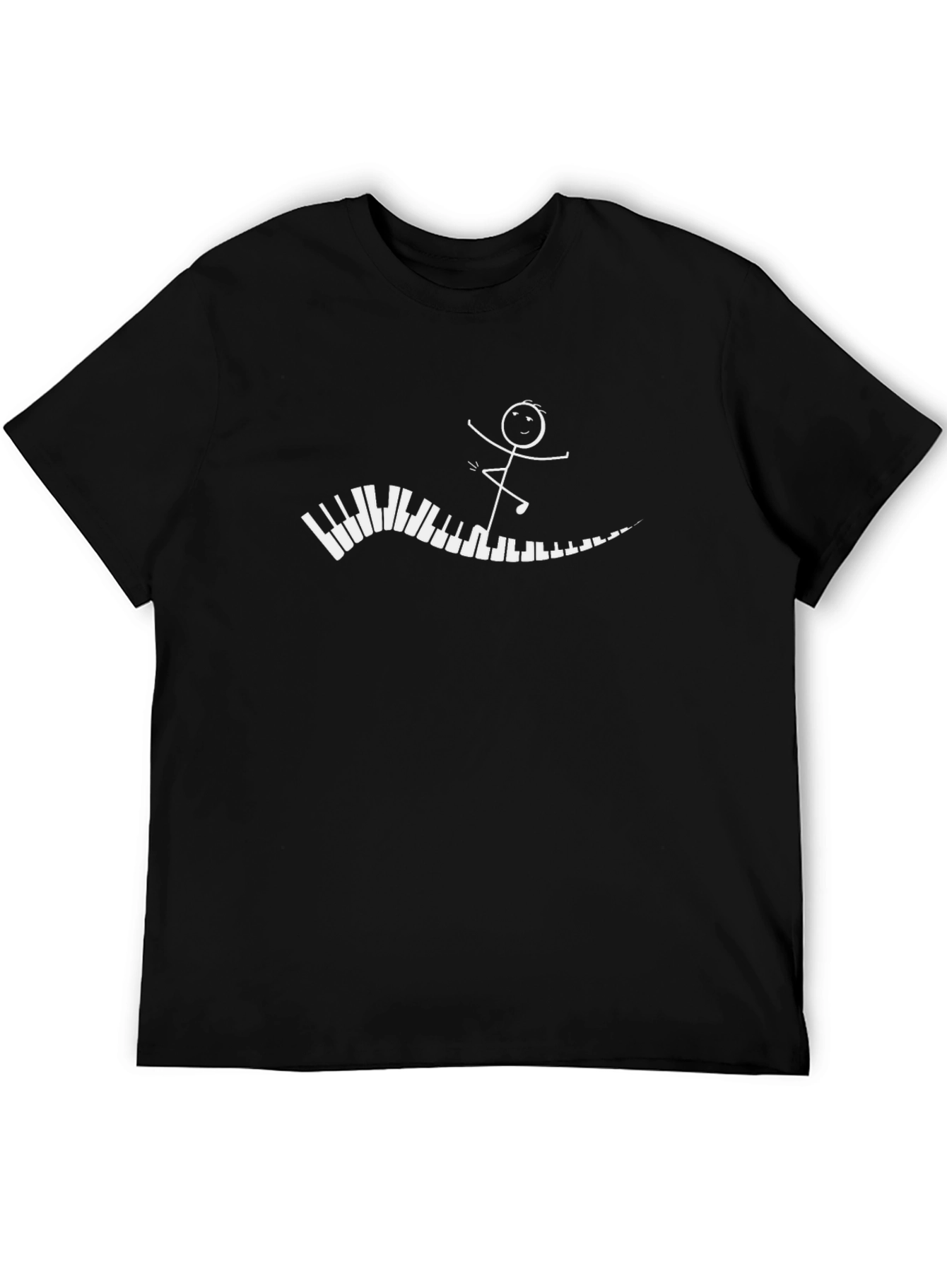 Piano Stick Figure Graphic Tee - Black