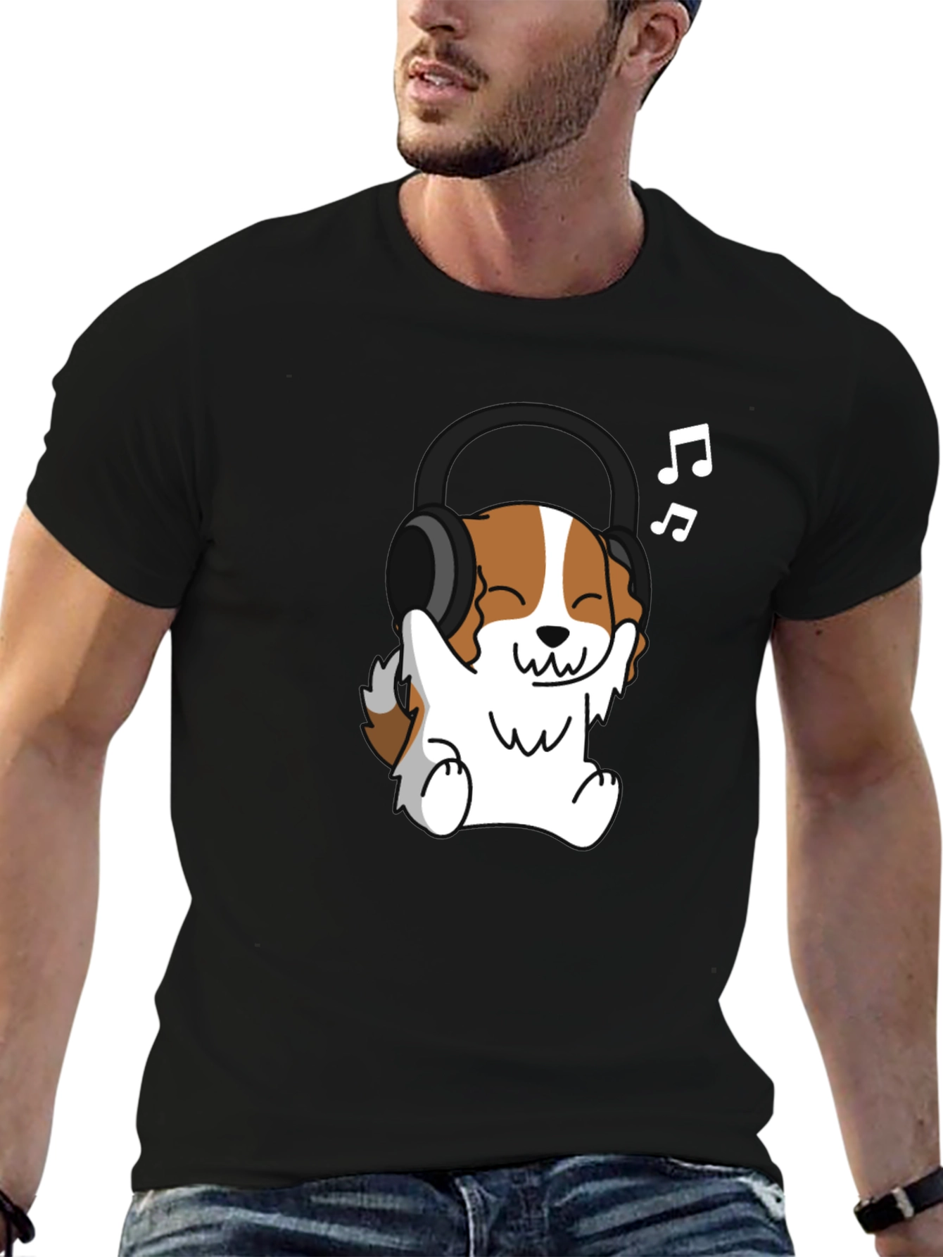 Dog Wearing Headphones Graphic Tee